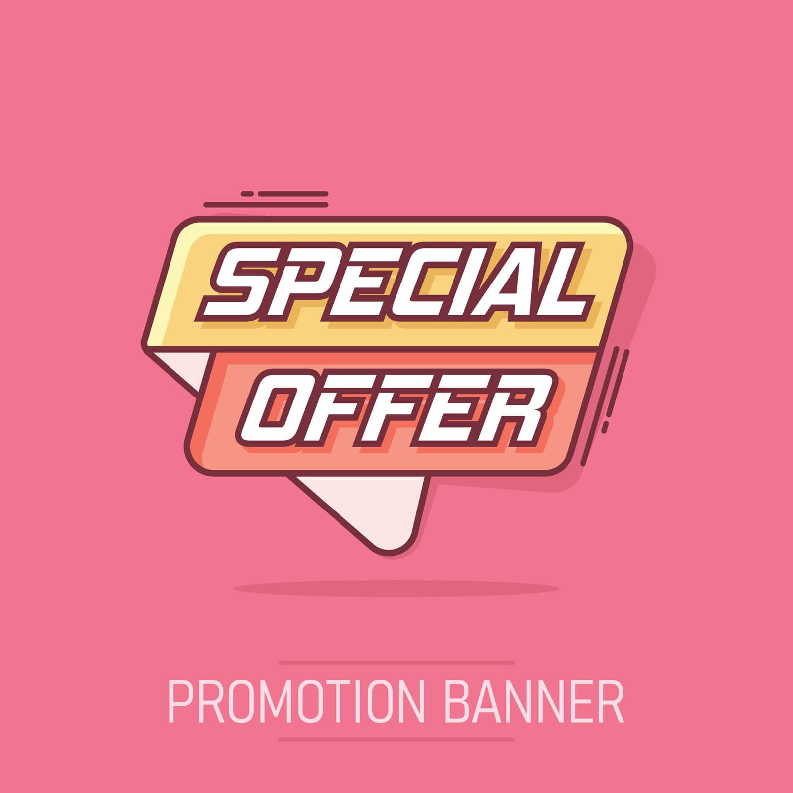 Vector cartoon special offer banner icon in comic style. Badge shopping illustration pictogram. Special offer business splash effect concept. by LysenkoA
