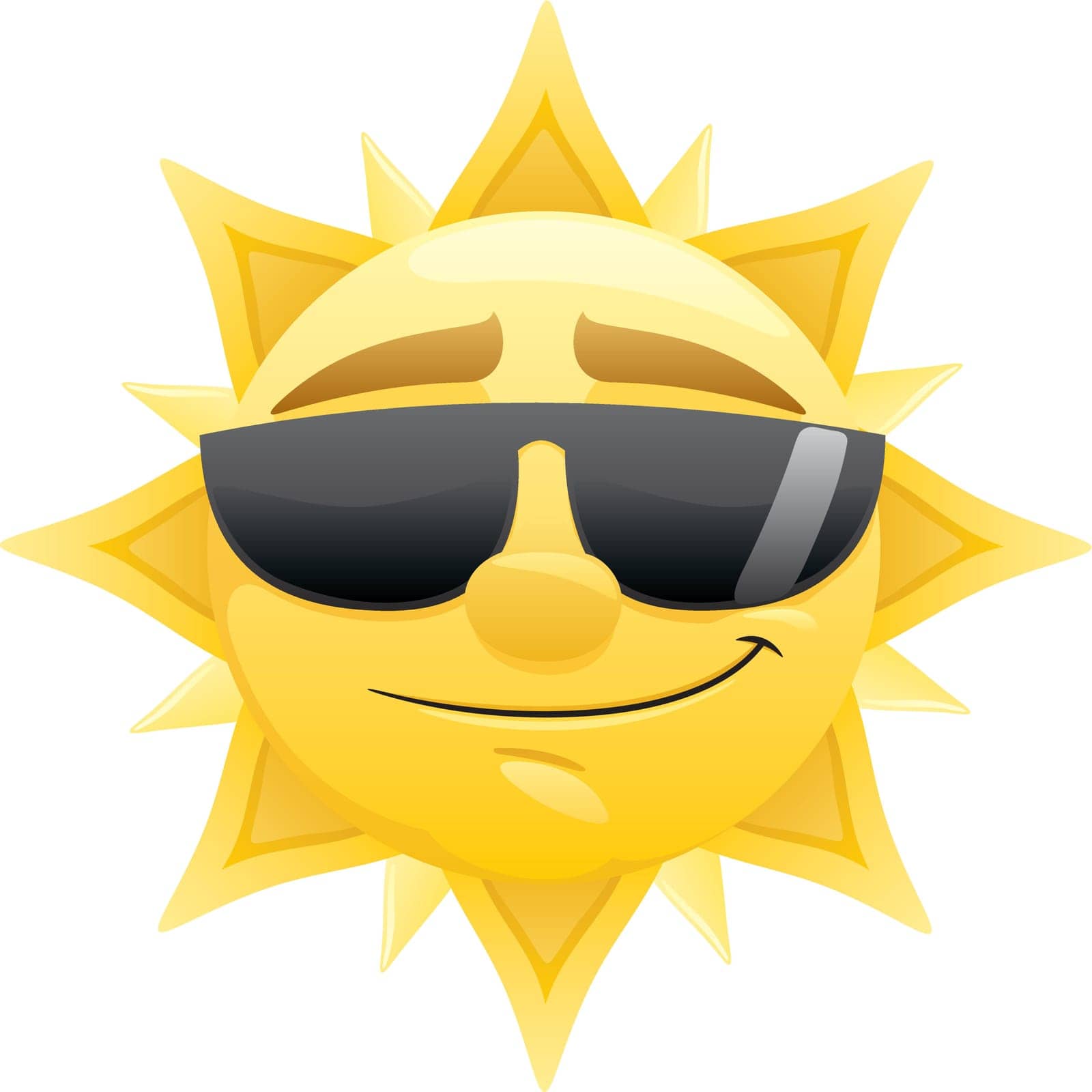 Smiling sun with sunglasses. 