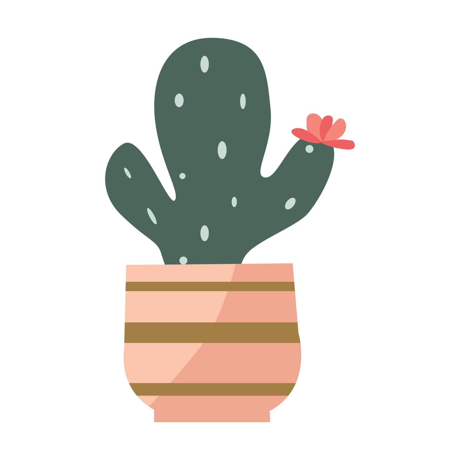 blossom succulent cacti in flower pot. Vector illustration isolated with gradient. Cactus adorable - housplant for home interior