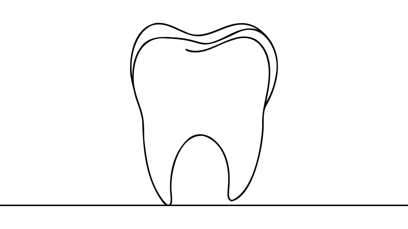 Continuous line drawing of tooth. Tooth line icon. One line drawing background. Vector illustration. by Artisttop