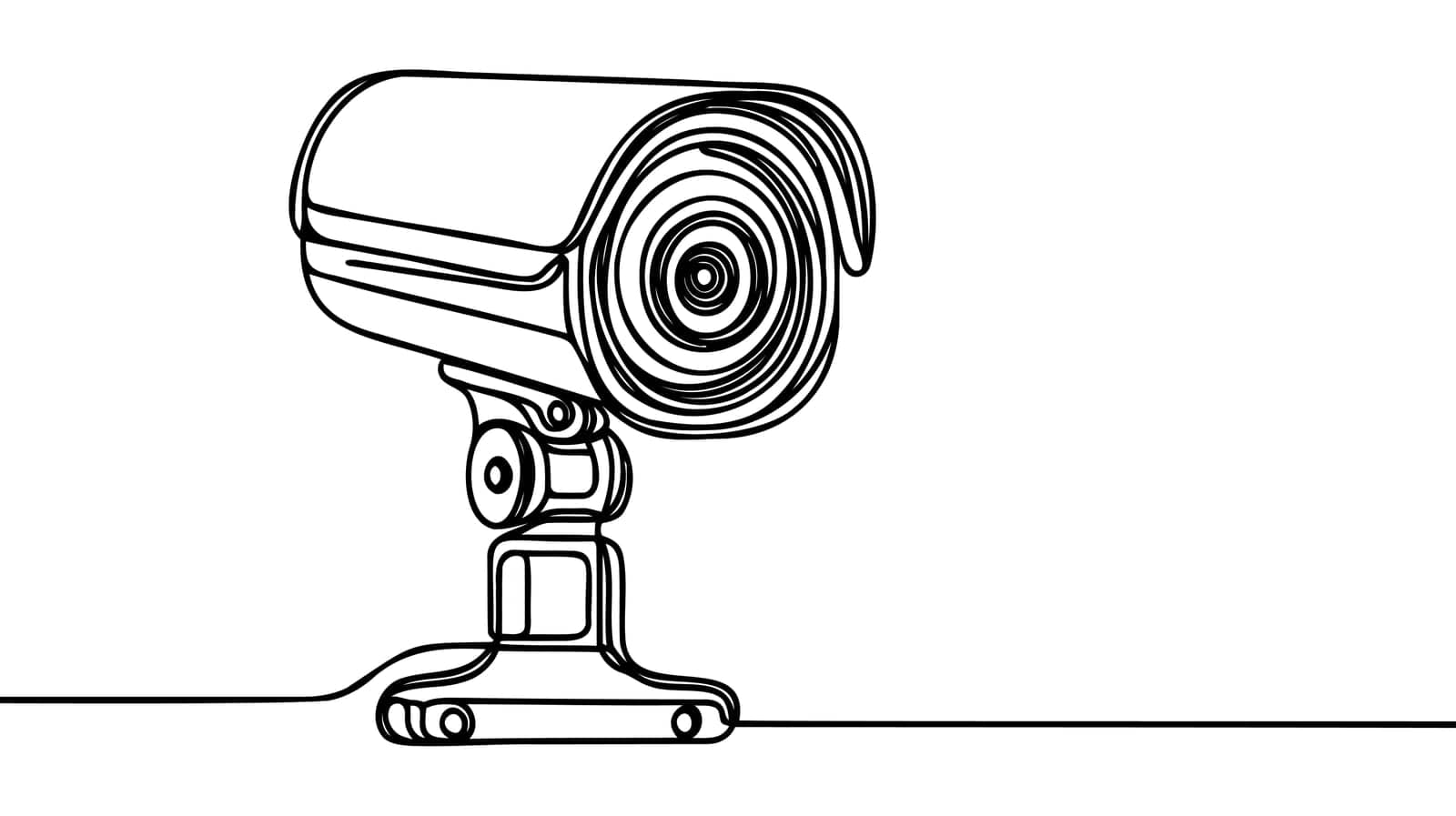Continuous one line drawing of outdoor surveillance camera vector design. by Artisttop
