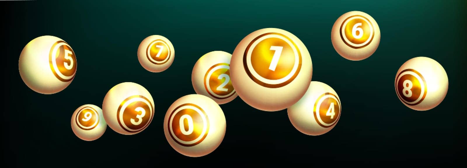Realistic glossy golden balls with numbers by Redgreystock