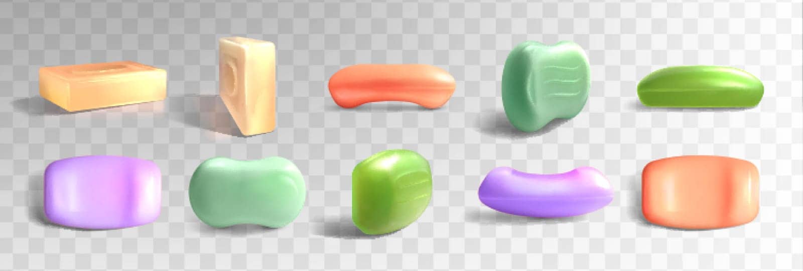 3d realistic soap bars different shapes and colors by Redgreystock
