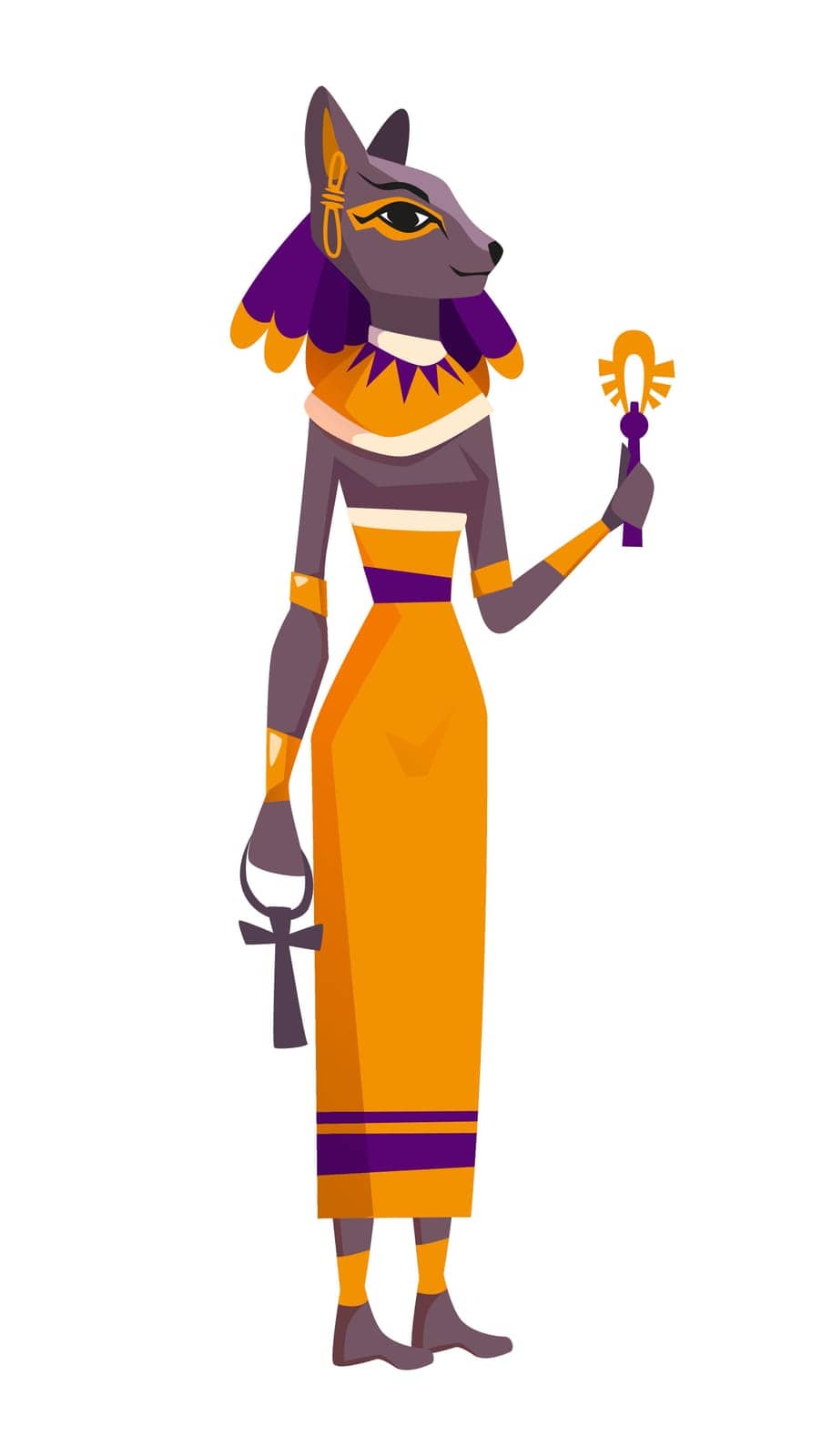 Flat ancient Egyptian goddess Bastet with head of cat by Redgreystock