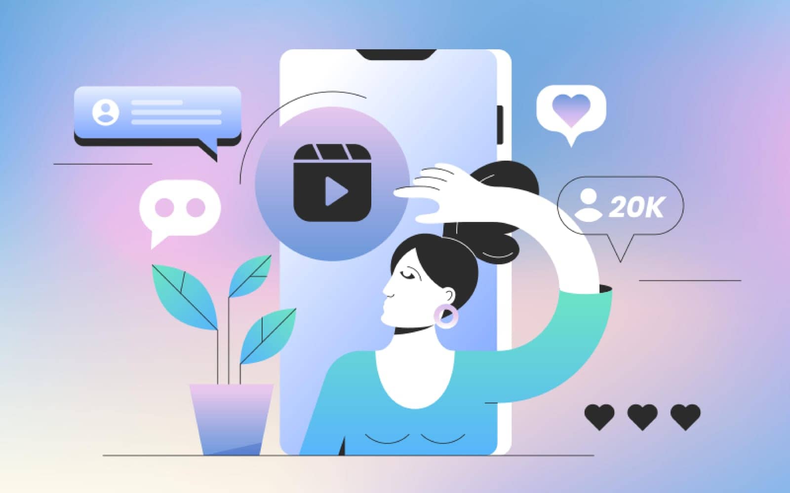 Flat girl influencer create visual content for social media by Redgreystock