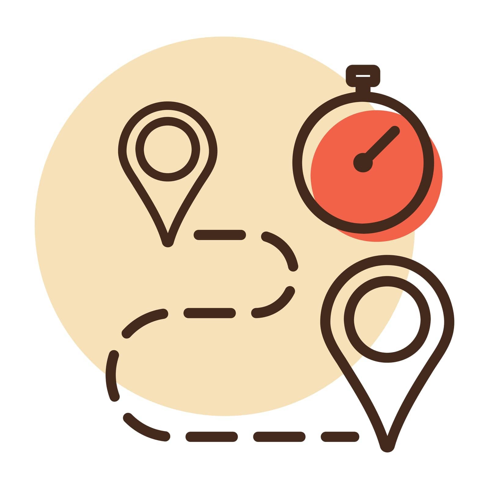 Stopwatch and route destination vector icon. Graph symbol for fitness and weight loss web site and apps design, logo, app, UI