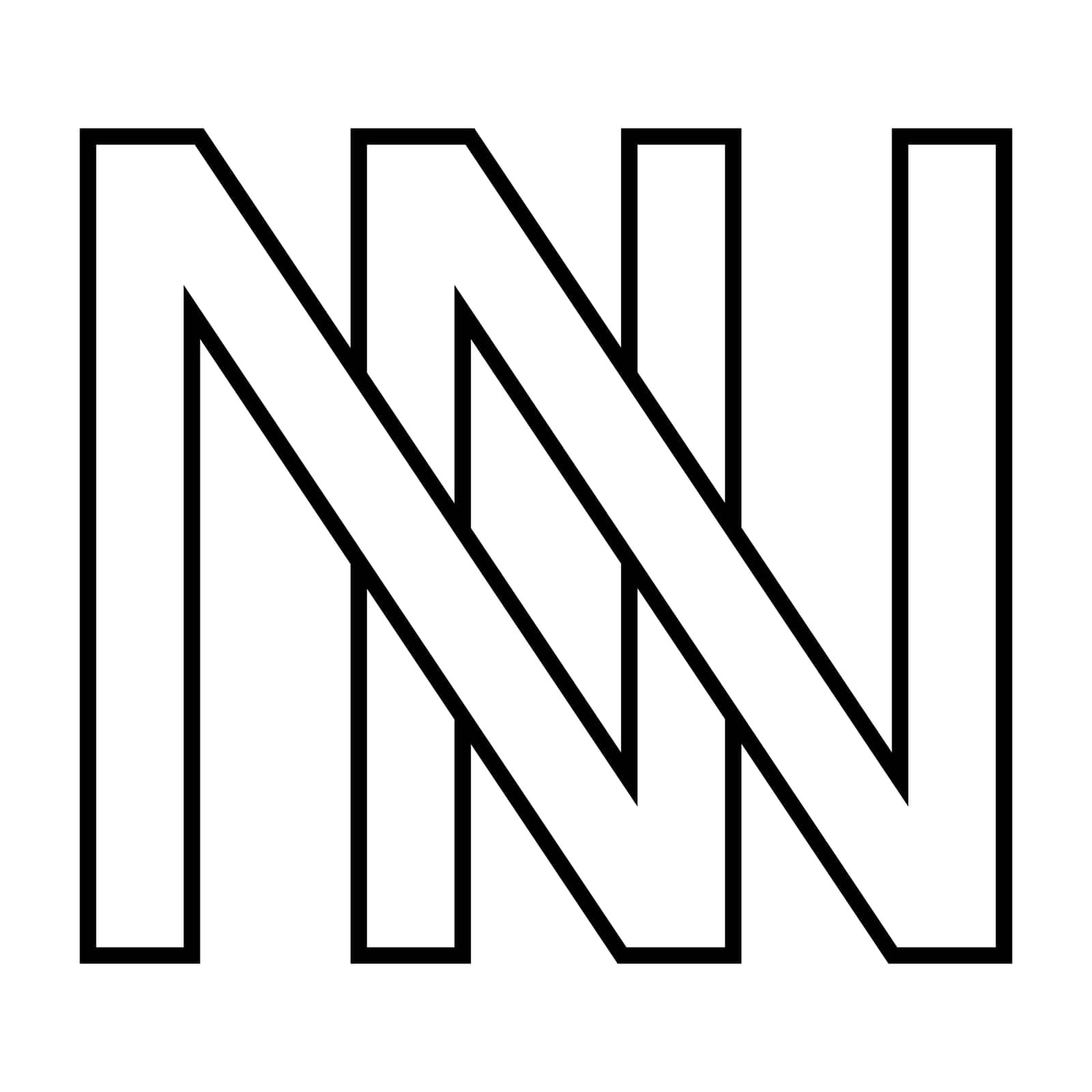 Logo sign nn n icon double letters logotype n nn