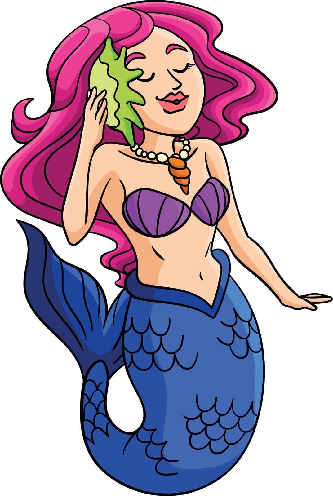 This cartoon clipart shows a Beautiful Mermaid illustration.