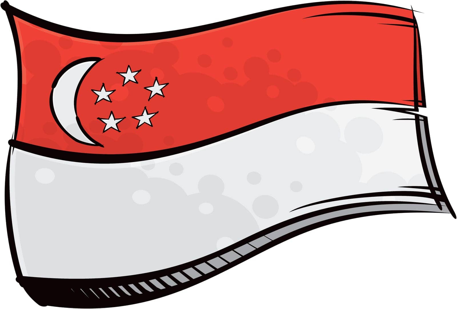 Painted Singapore flag waving in wind by oxygen64
