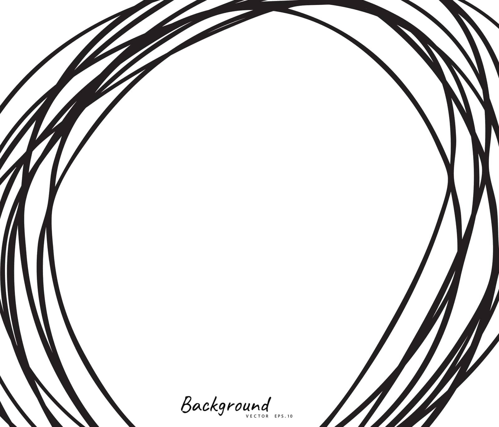 Hand drawn circle line sketch. Vector circular scribble doodle round circles,  background design element. Pencil, pen, graffiti bubble, ball draft illustration. - Vector 