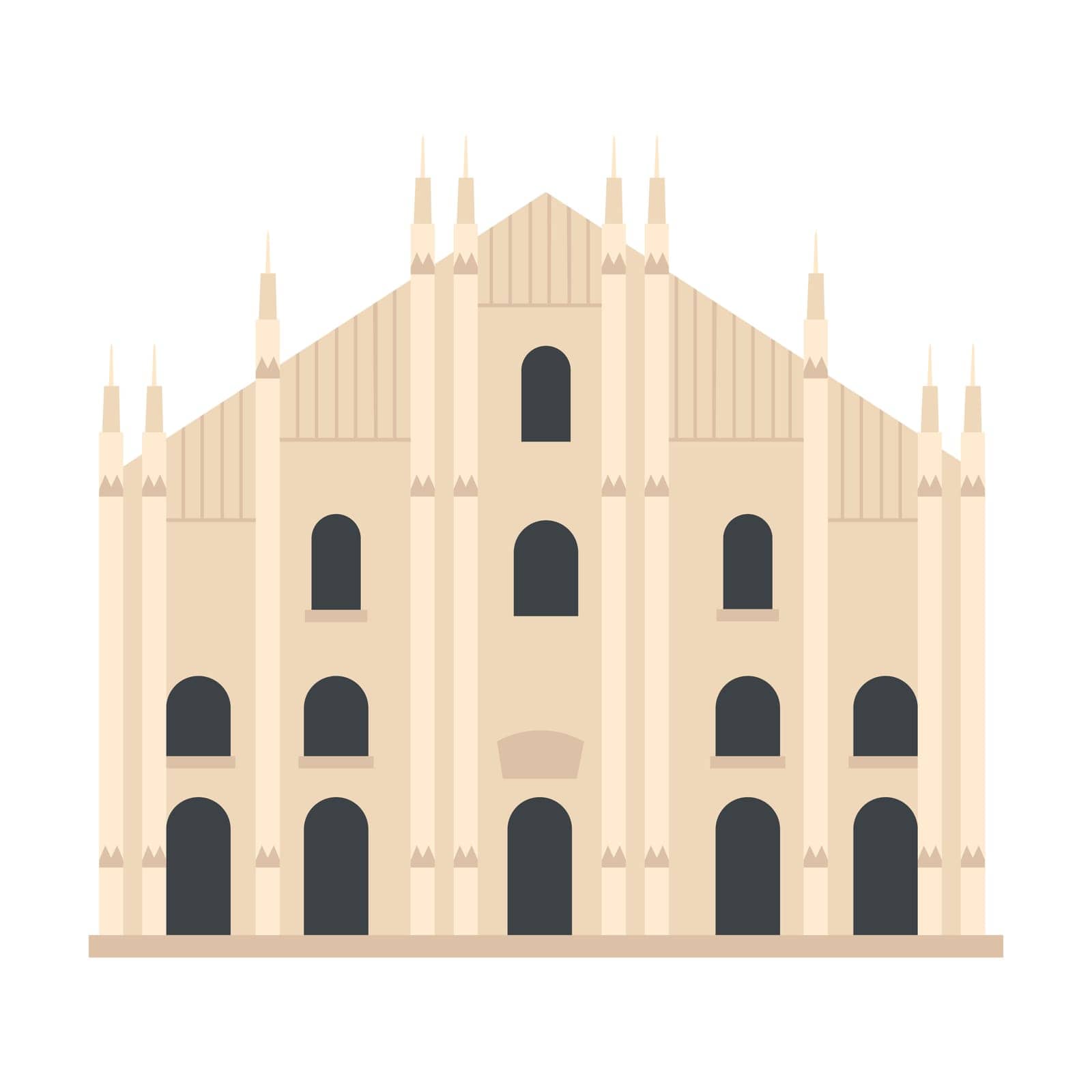 Italy Milan cathedral. Famous italian city, italian architecture cartoon vector illustration