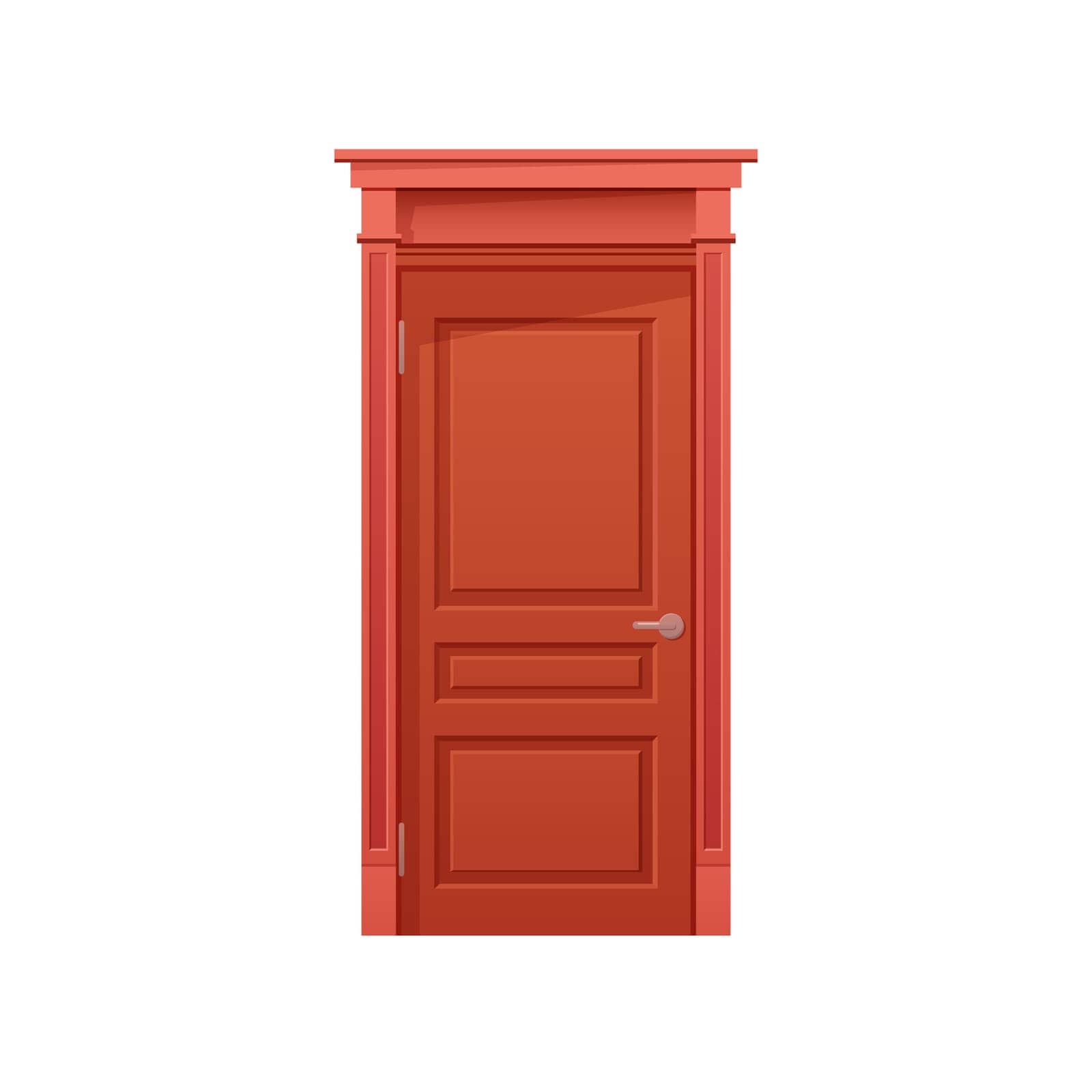 Animated closed door. Home entrance door, wooden front door cartoon vector illustration