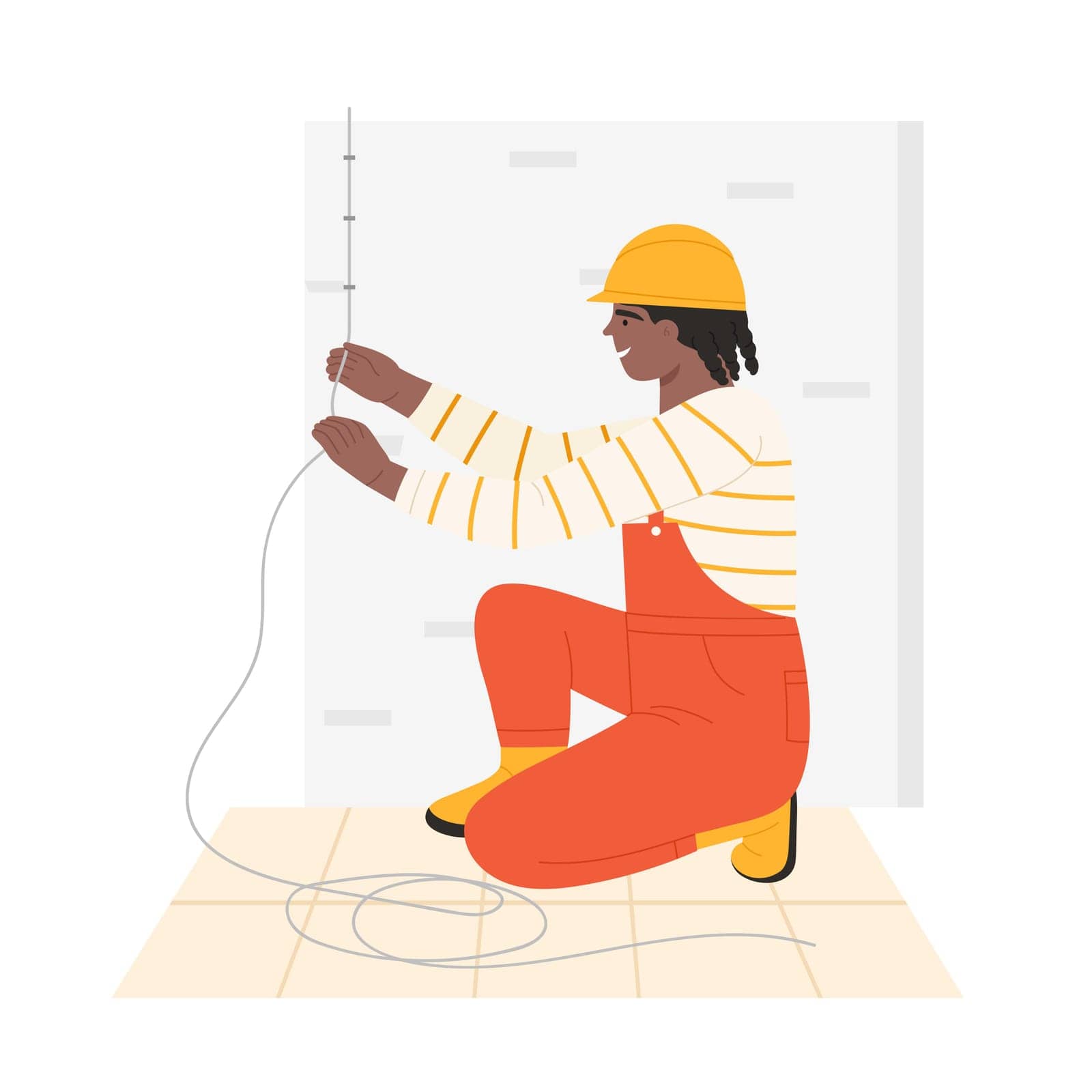 Industrial electrician engineering. Electrician repair service, industrial worker flat vector illustration