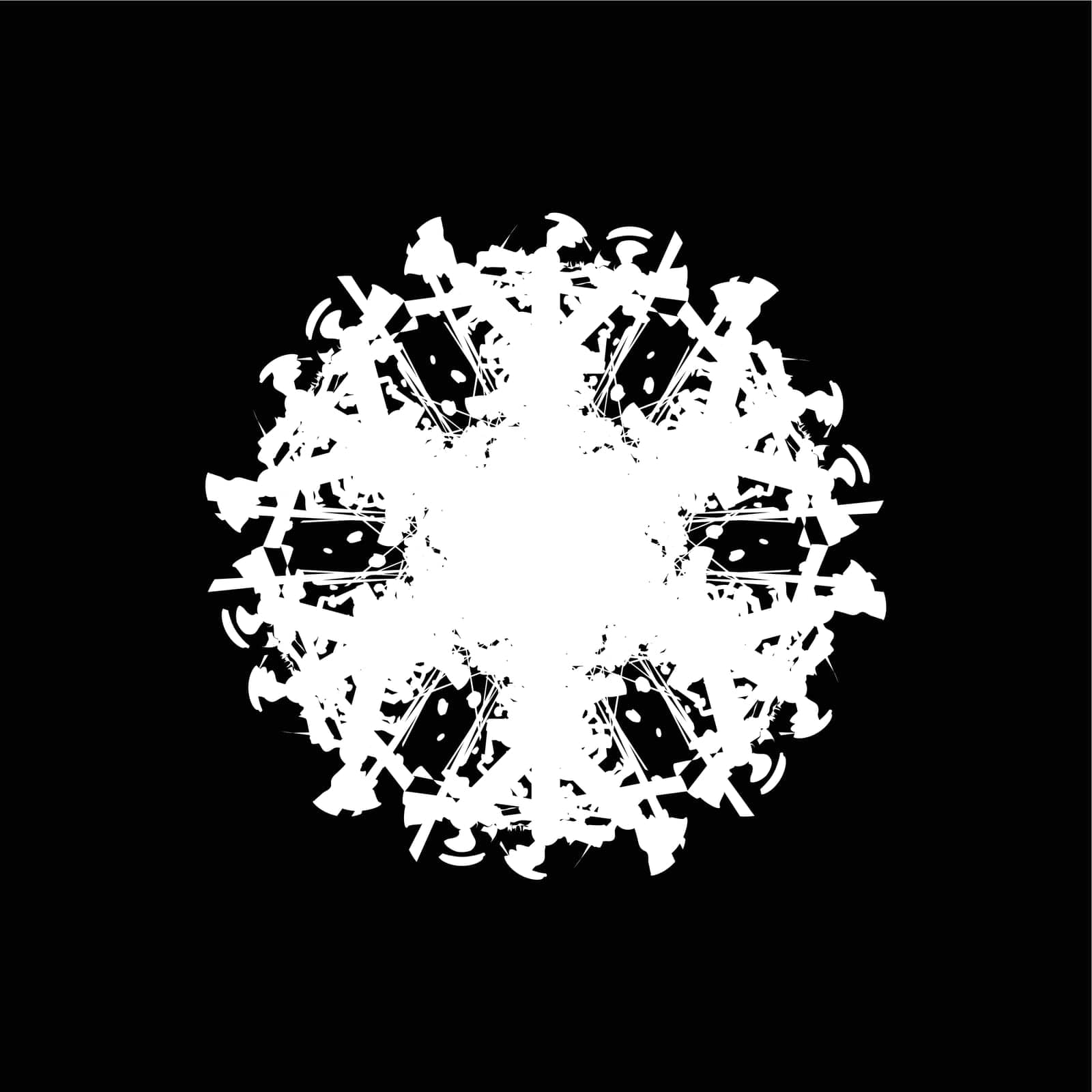 Distress marker painted snowflake shape. Grunge isolated star. Brushed grainy christmas design template. Icon, badge, label, certificate background. Artistic high detailed design element. EPS10 vector