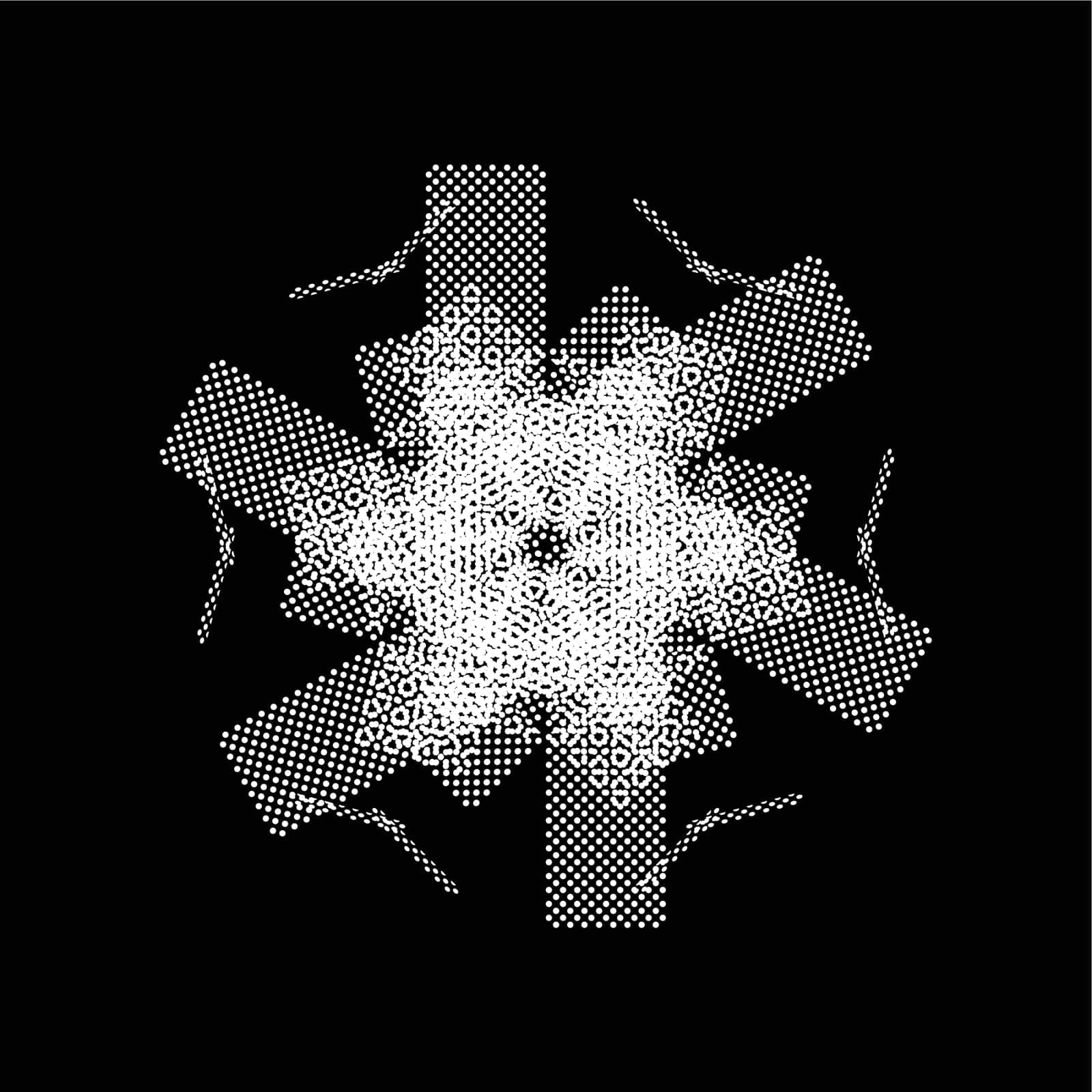 Simple halftone snowflake lace for your design. Single grunge isolated christmas dot artistic template. EPS10 vector.