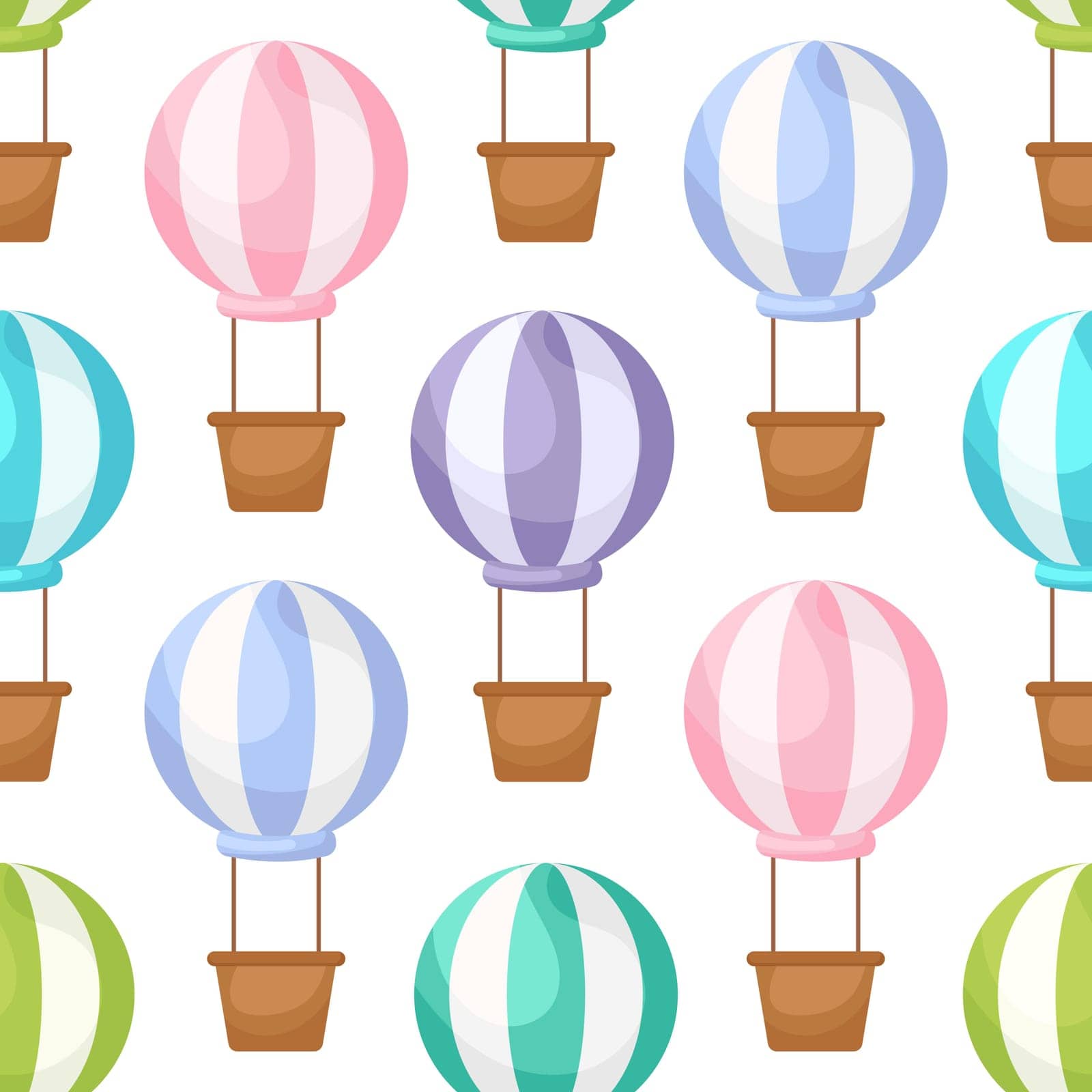 Cute children's seamless pattern with hot air balloons. Creative kids texture for fabric, wrapping, textile, wallpaper, apparel. Vector illustration by Melnyk
