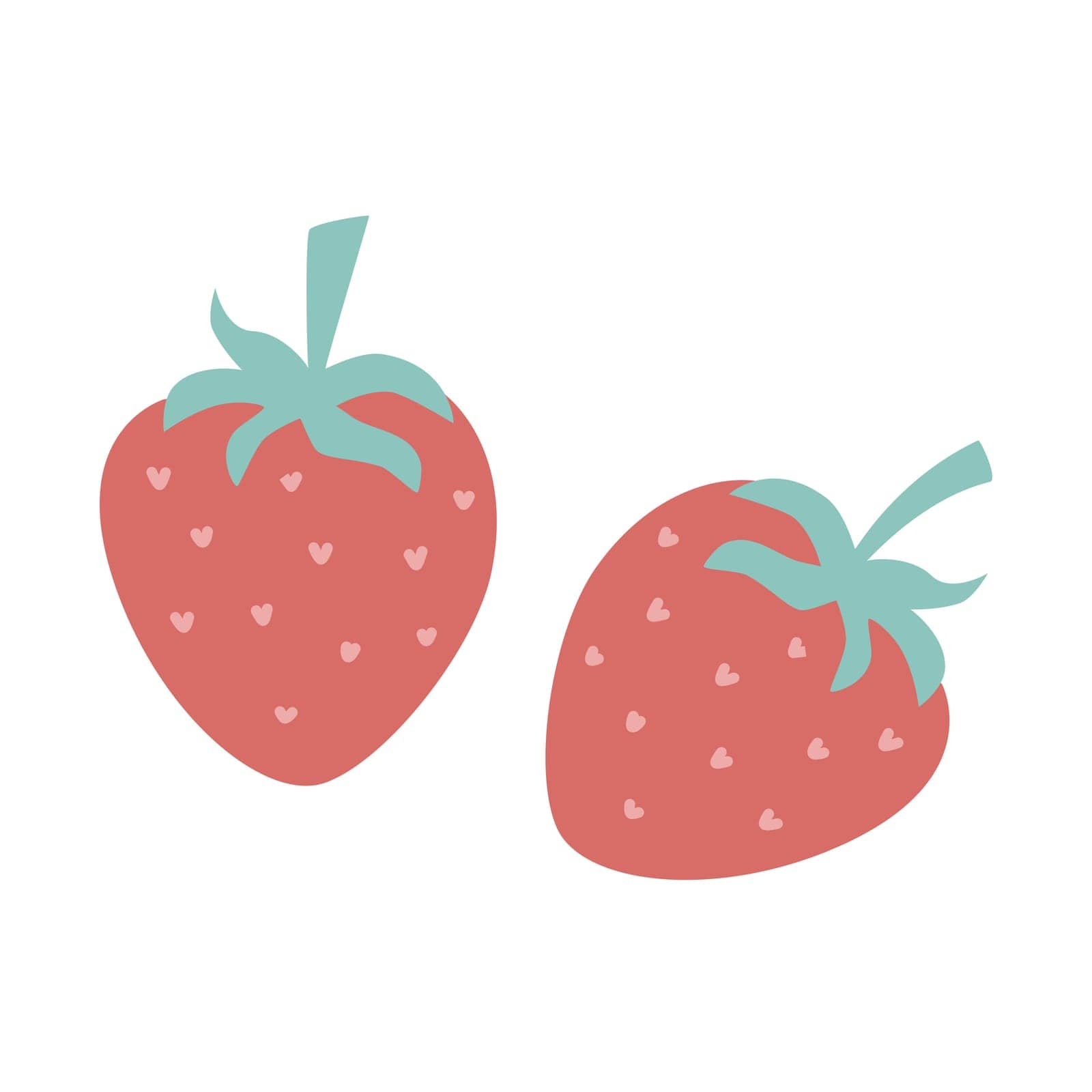 Ripe strawberry clip art. Garden juicy red berries, hand drawn isolated vector illustration