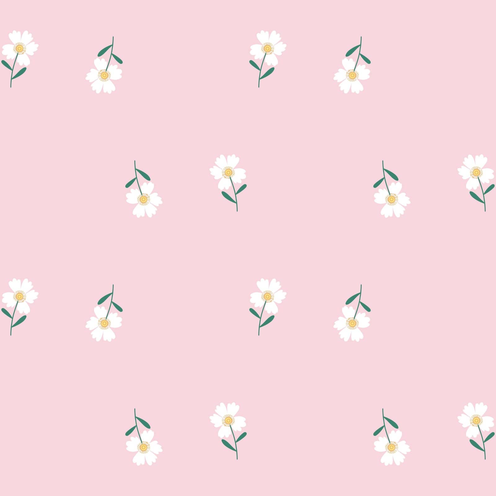 Floral Seamless Pattern of Sparse White Flowers on Pink Background. Wallpaper Design for Textiles, Fabrics, Decorations, Papers Prints, Fashion Backgrounds, Wrappings Packaging.