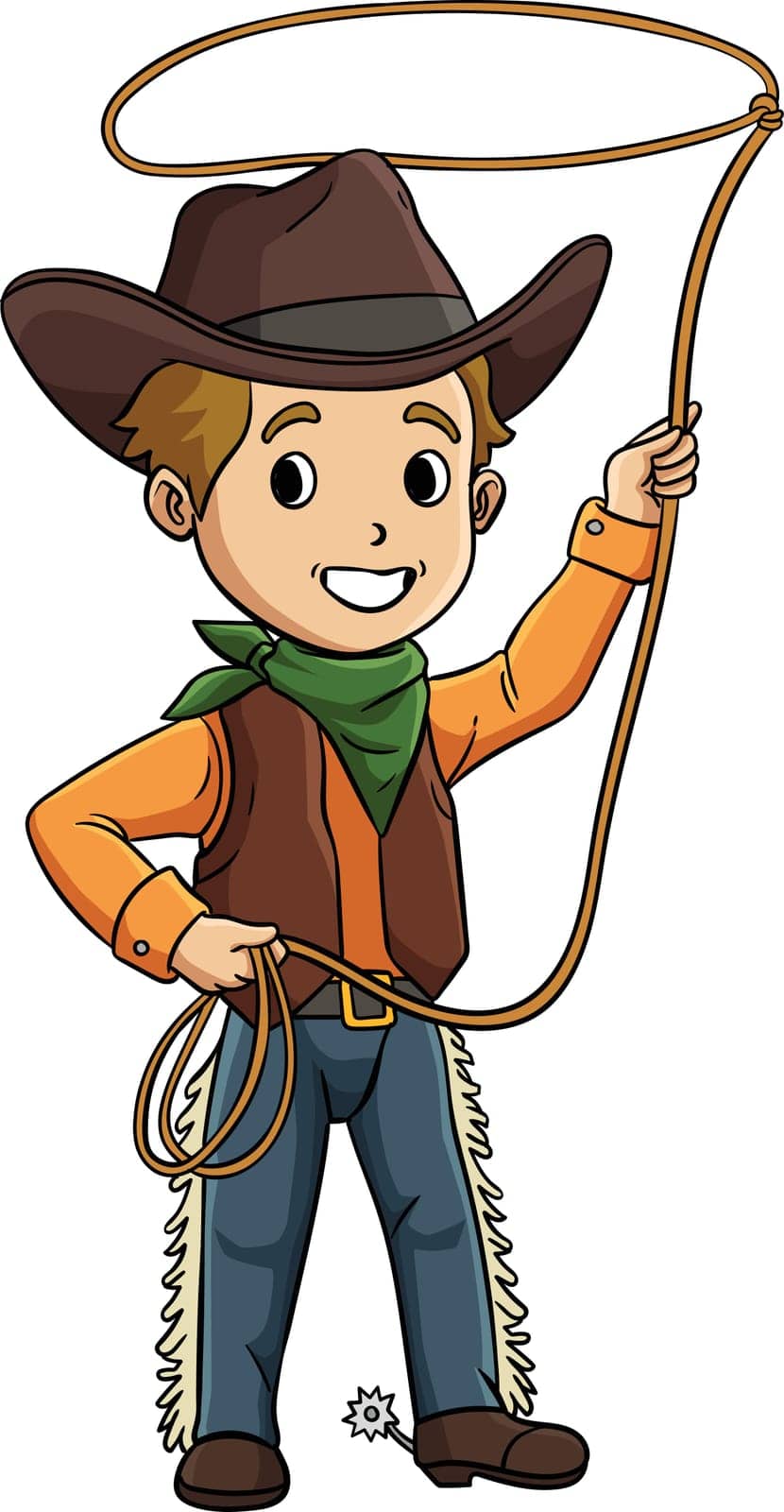 This cartoon clipart shows a Cowboy with a Rope illustration.