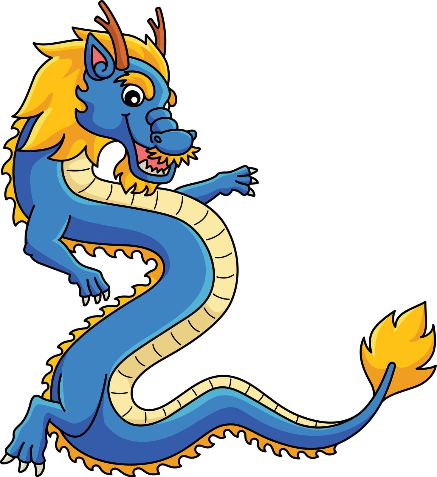 This cartoon clipart shows a Year of the Dragon Standing Dragon illustration.