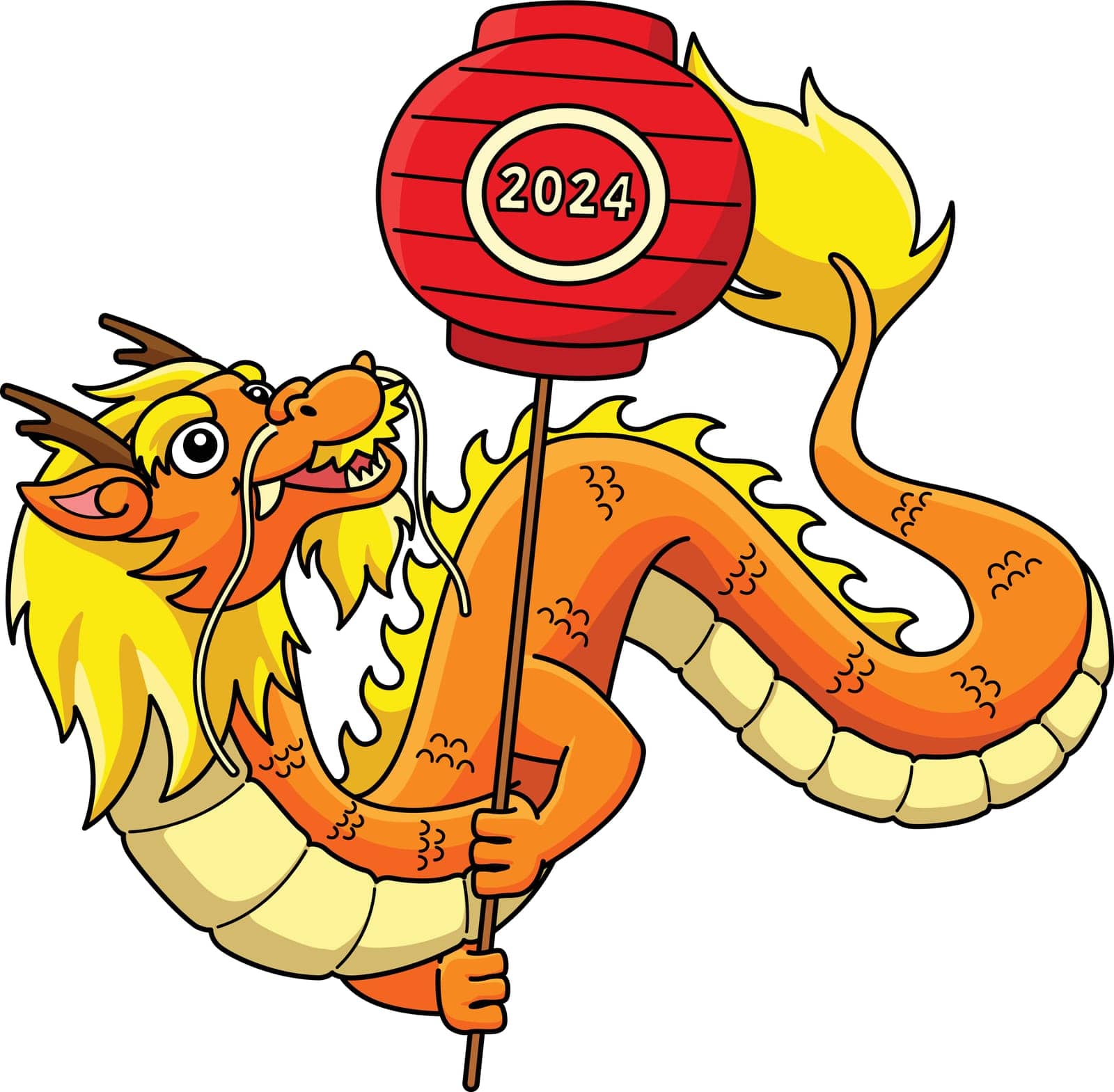 This cartoon clipart shows a Year of the Dragon Lanterns illustration.