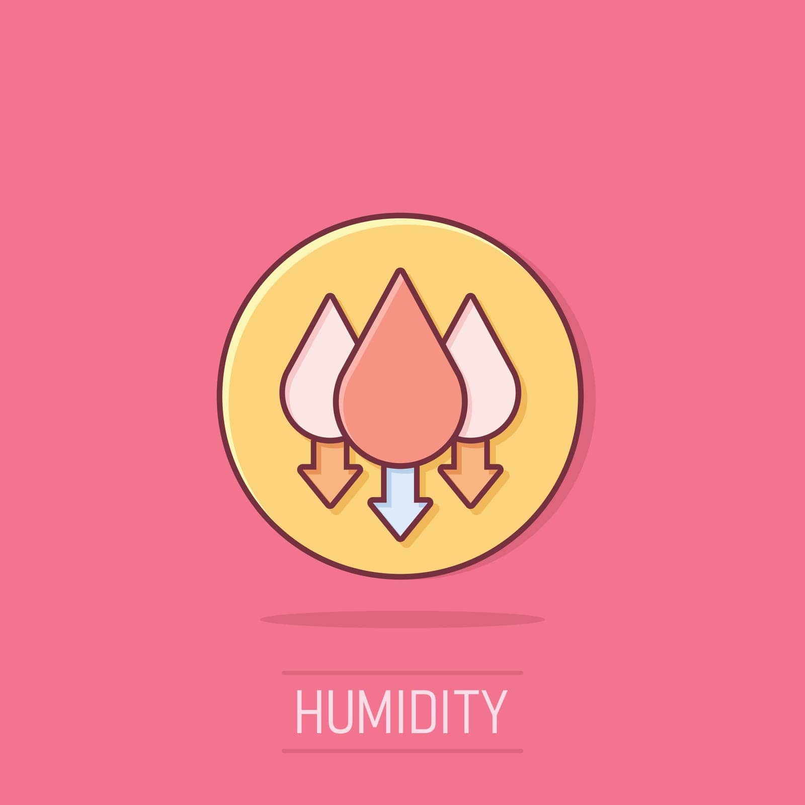 Humidity icon in comic style. Climate vector cartoon illustration on white isolated background. Temperature forecast business concept splash effect. by LysenkoA