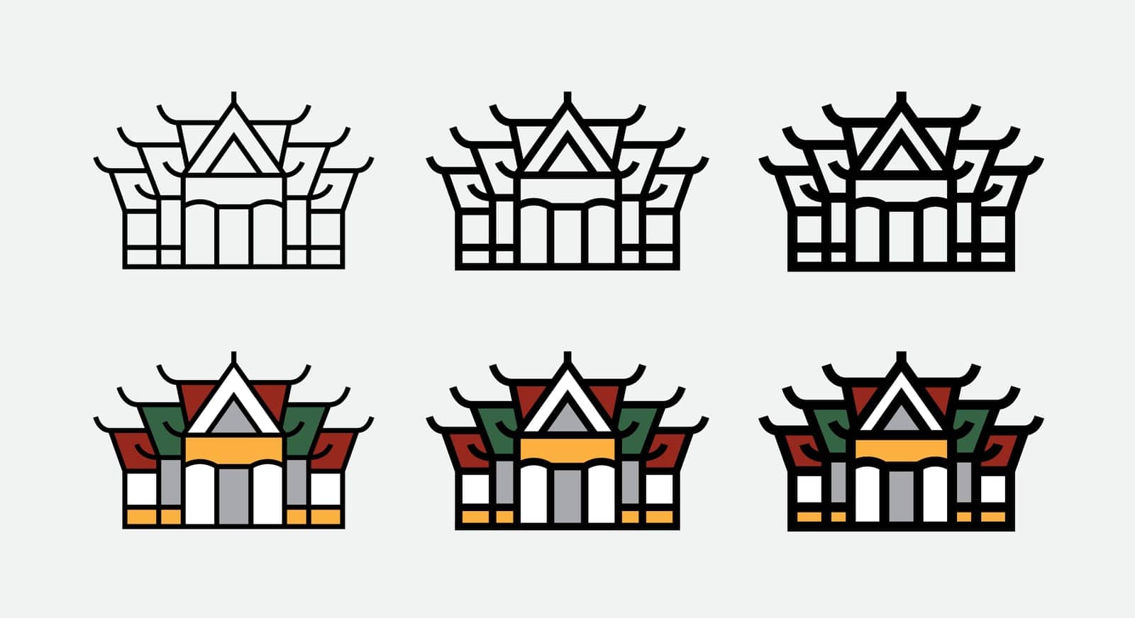 thai temple buddhism line icon and filled outline vector by dhtgip