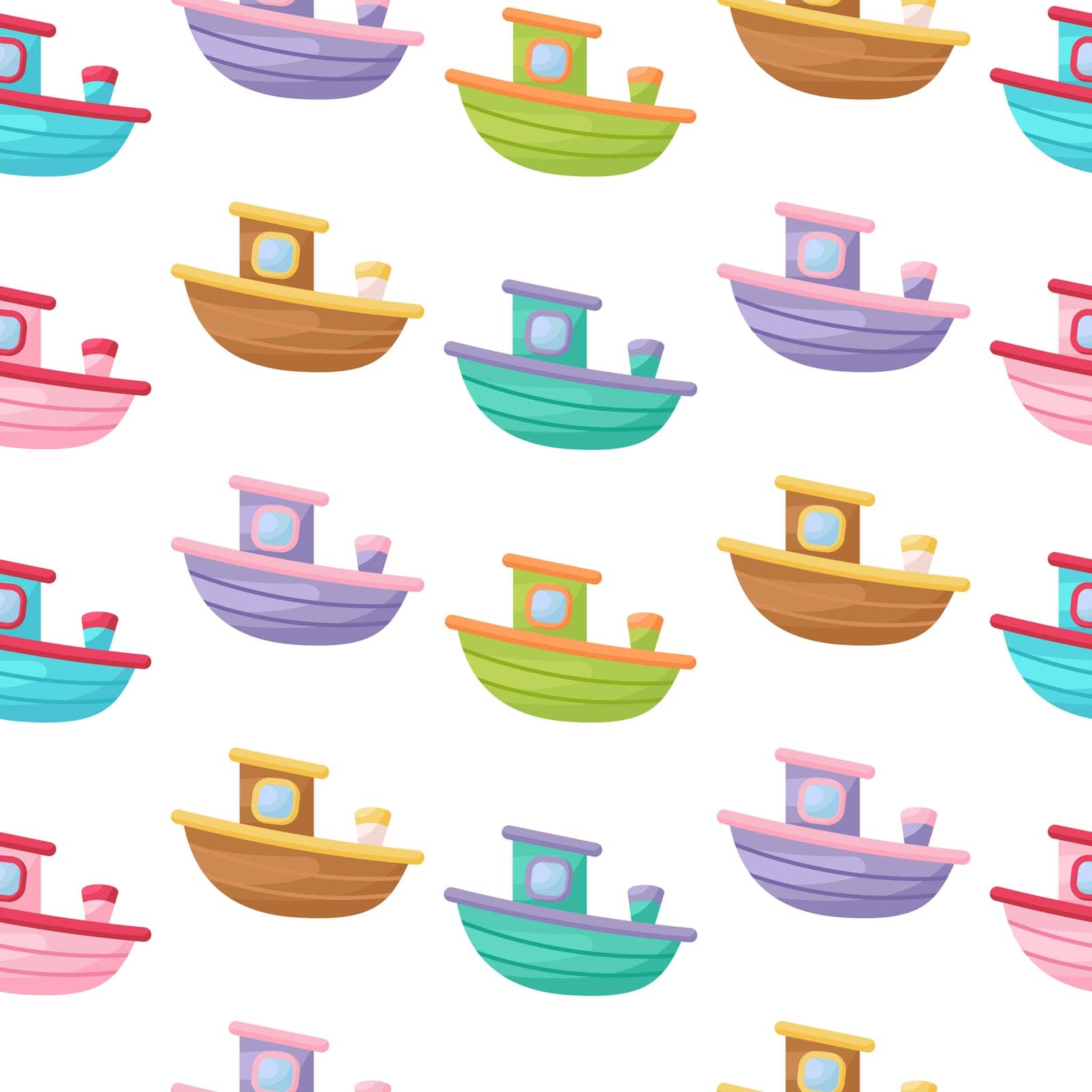 Cute children's seamless pattern with boats. Creative kids texture for fabric, wrapping, textile, wallpaper, apparel. Vector illustration.