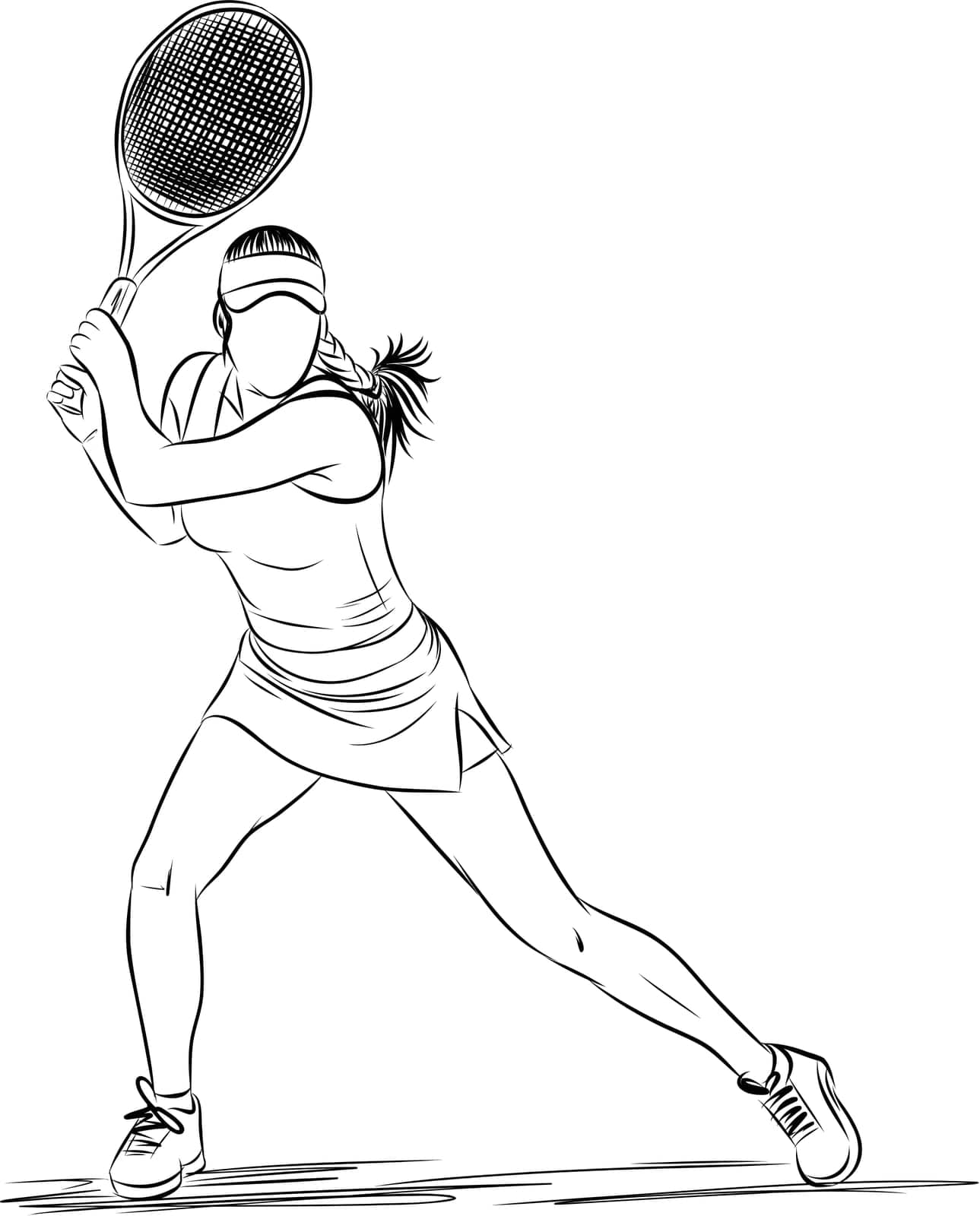 Tennis player hitting a serve. Young tennis player about to hit the ball