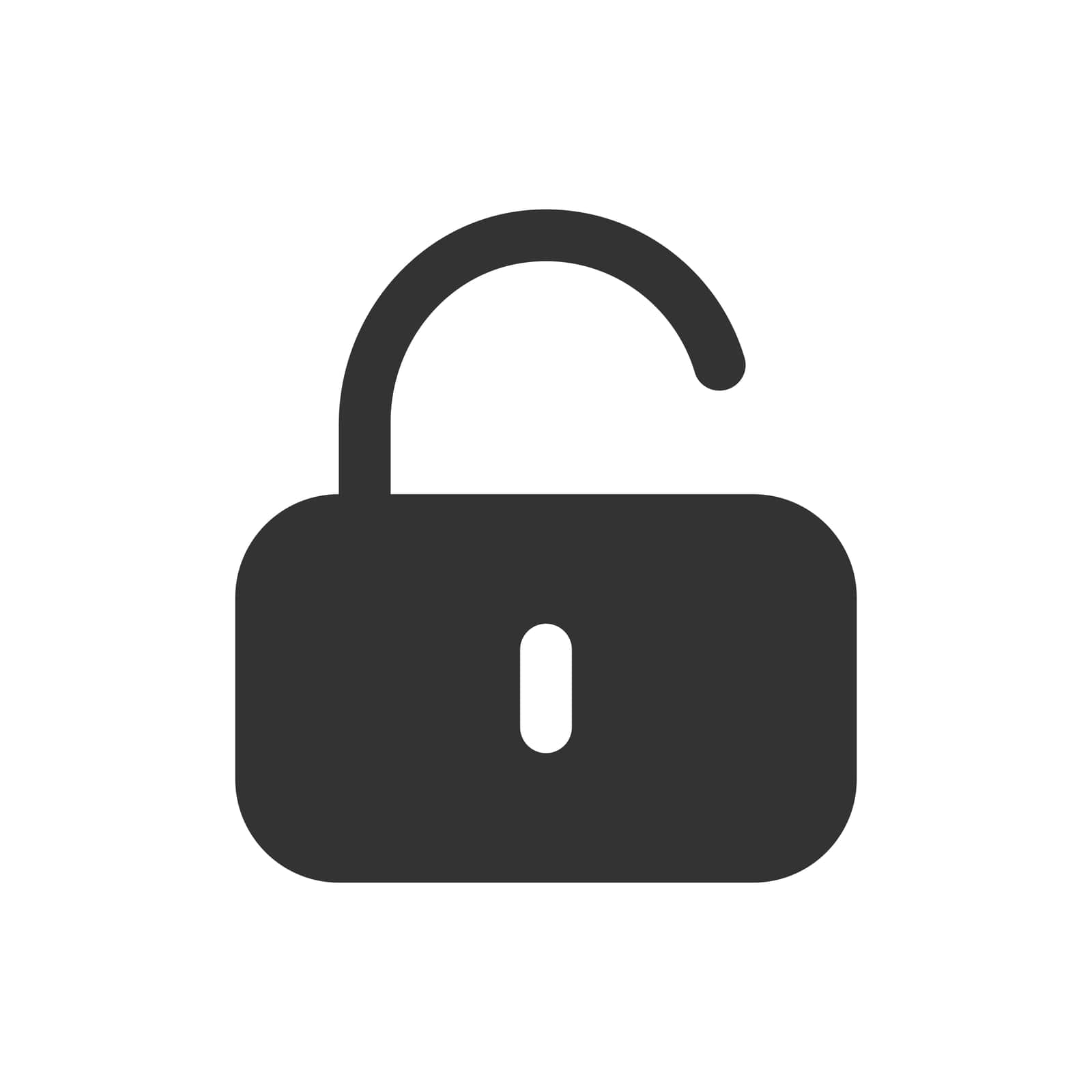 Opened lock glyph vector icon isolated. Lock stock vector icon for web, mobile app and ui design