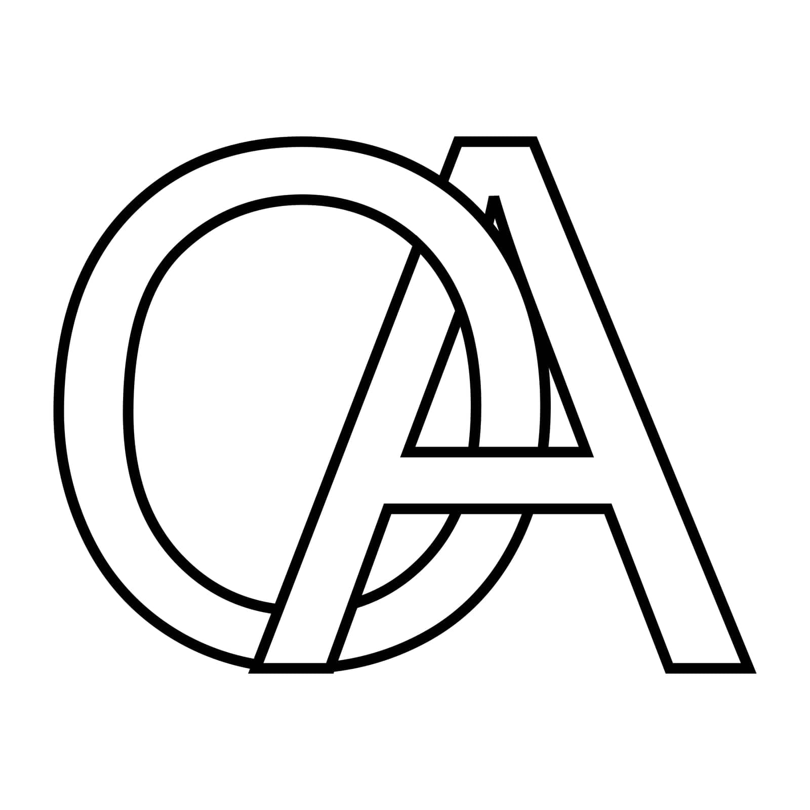 Logo sign oa, ao icon double letters logotype a o