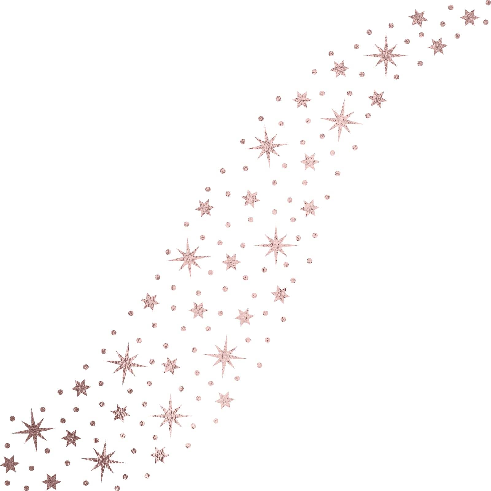 Rose golden star tail with transparent background