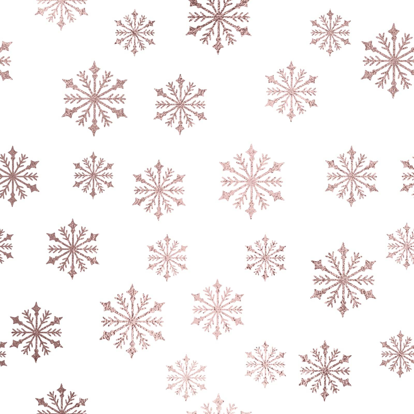 Rose golden snowflakes over layer transparent background