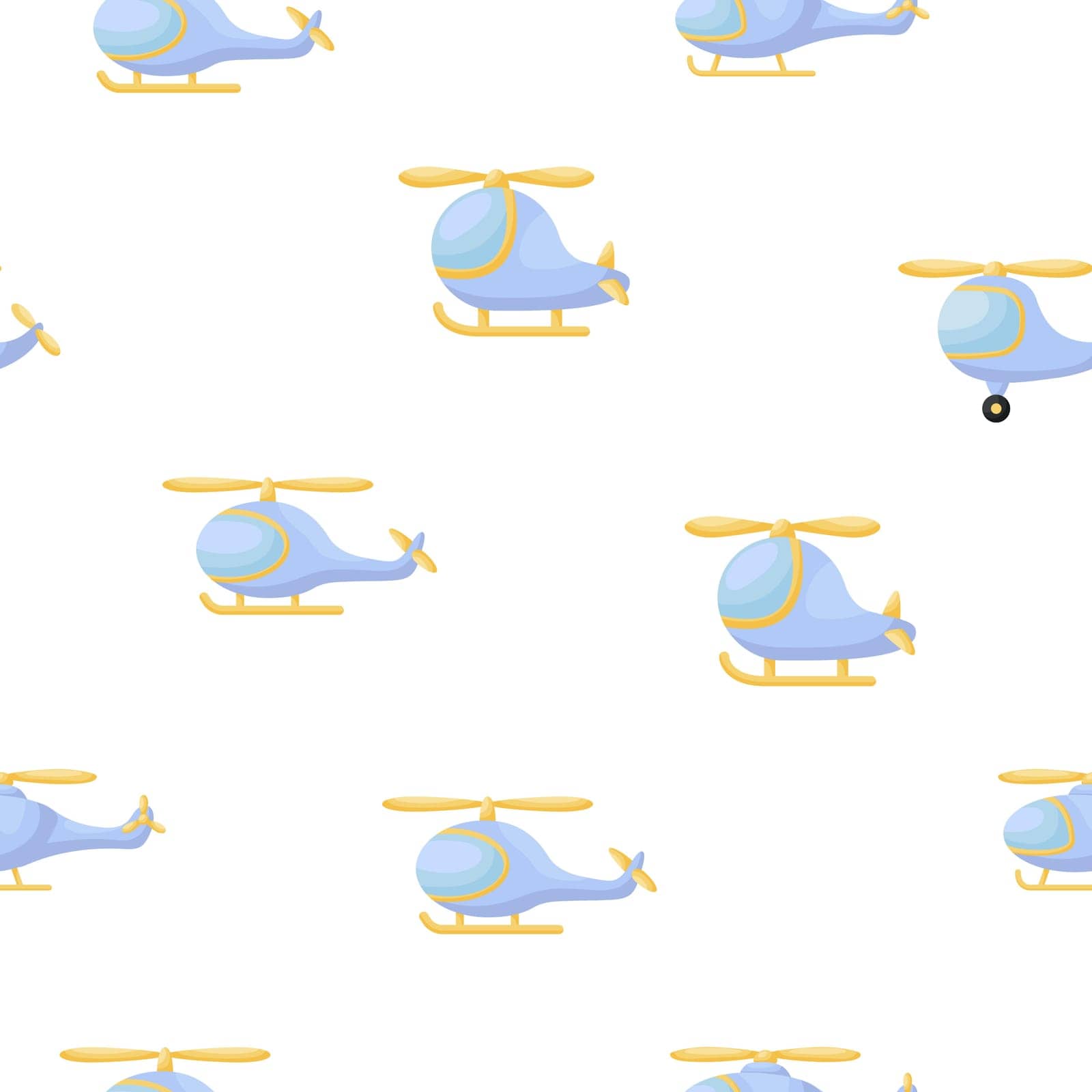 Cute children's seamless pattern with blue hellicopters. Creative kids texture for fabric, wrapping, textile, wallpaper, apparel. Vector illustration by Melnyk