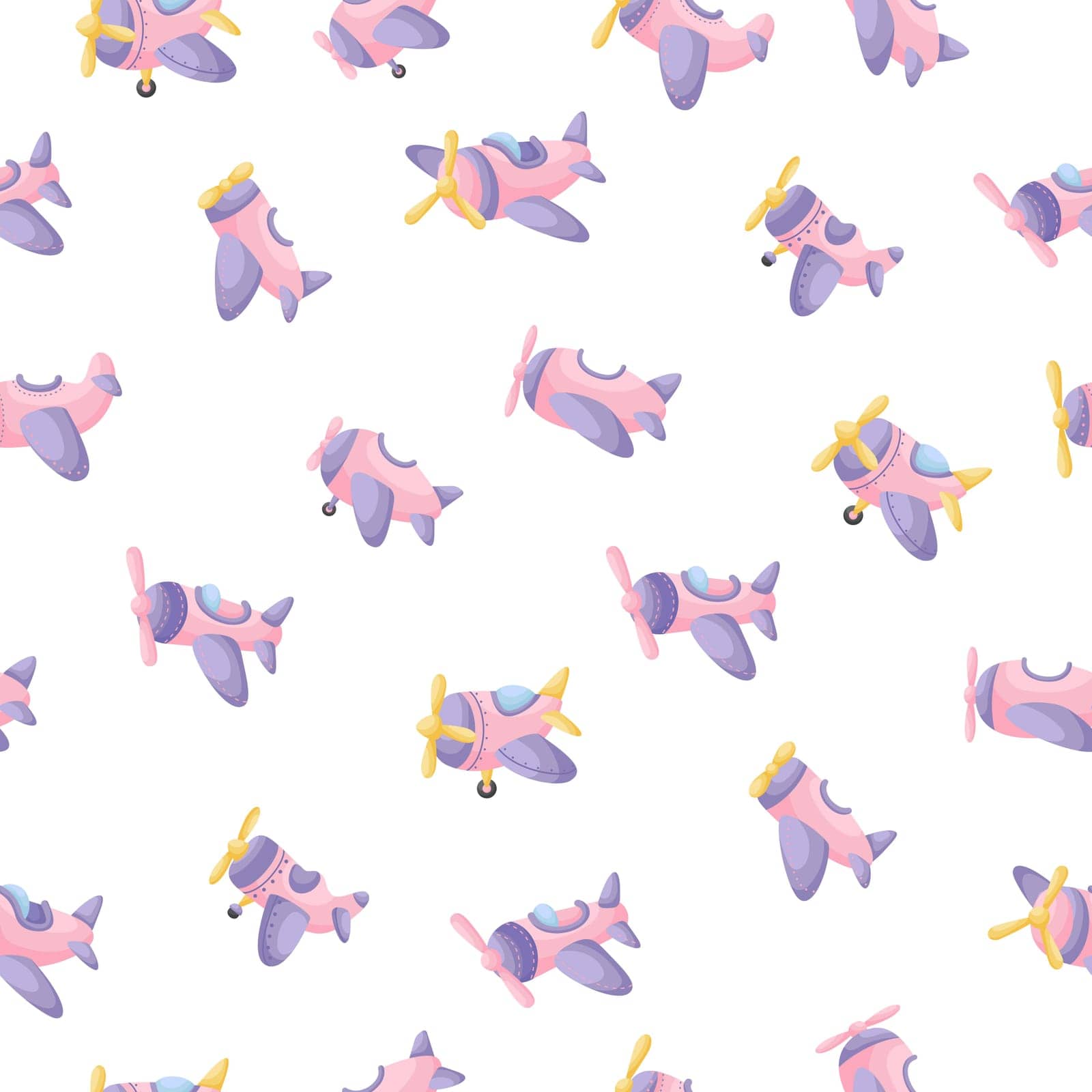 Cute children's seamless pattern with pink planes. Creative kids texture for fabric, wrapping, textile, wallpaper, apparel. Vector illustration by Melnyk