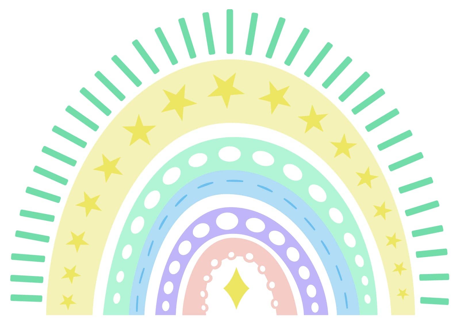 Boho rainbow in pastel with transparent background