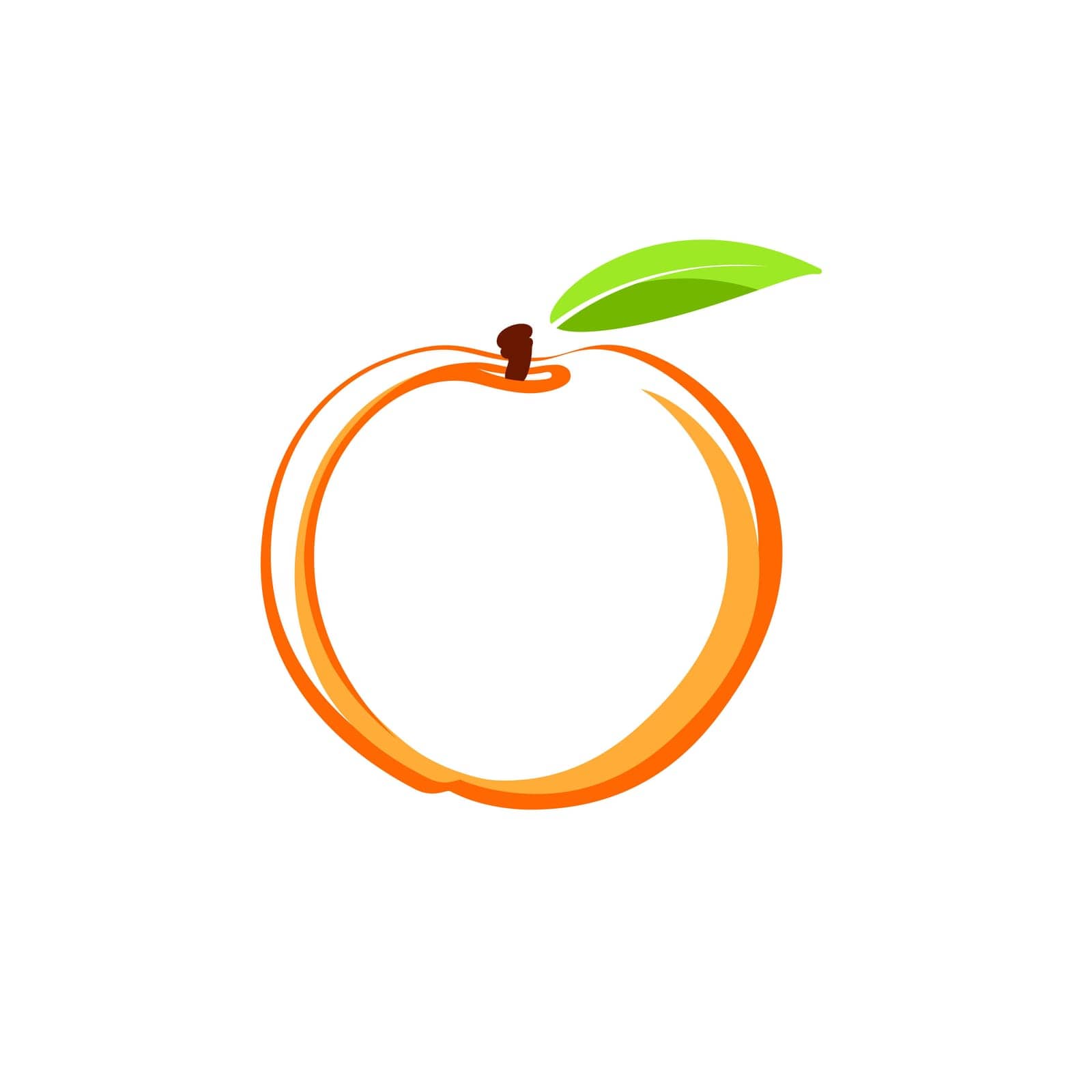 Logo peach. Symbol Vector Design Illustration. Orange peach. by Elena_Kalinicheva