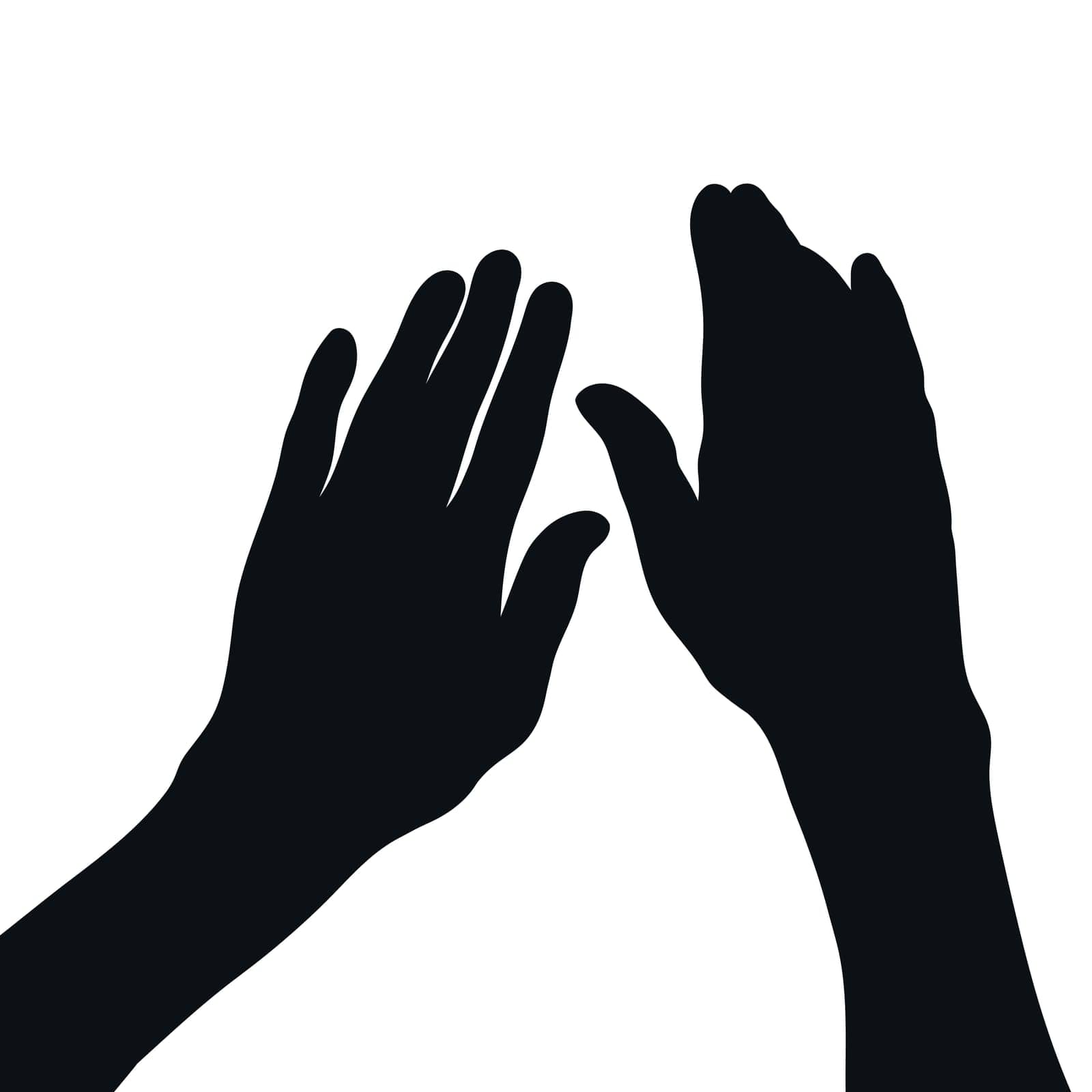 Silhouette of Hands stroking the surface. Human hands silhouette. Vector illustration