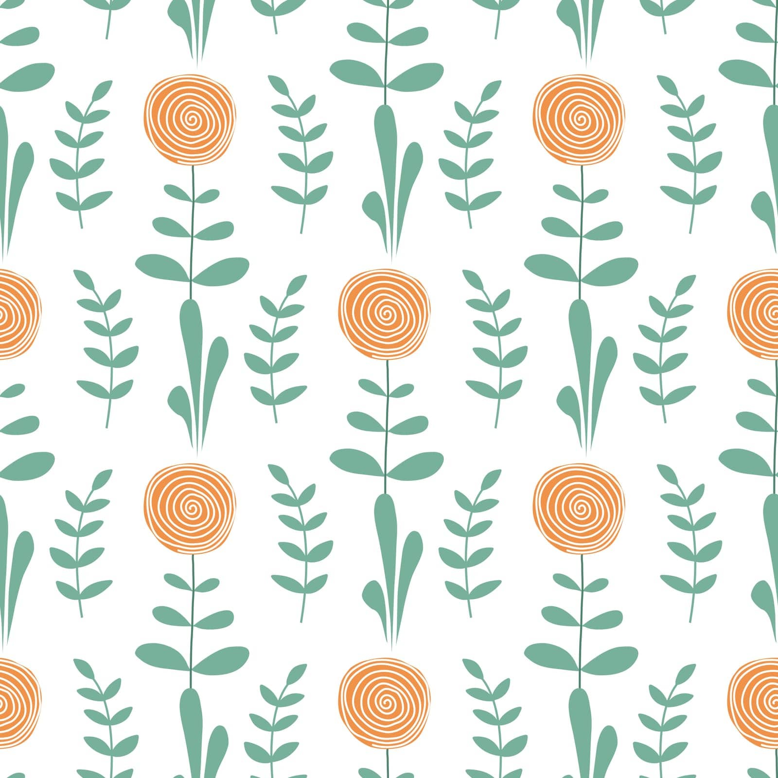 Spring floral motifs seamless pattern. Flowers and herbs background. Abstract floral print for textile, paper, spring and summer design, vector illustration