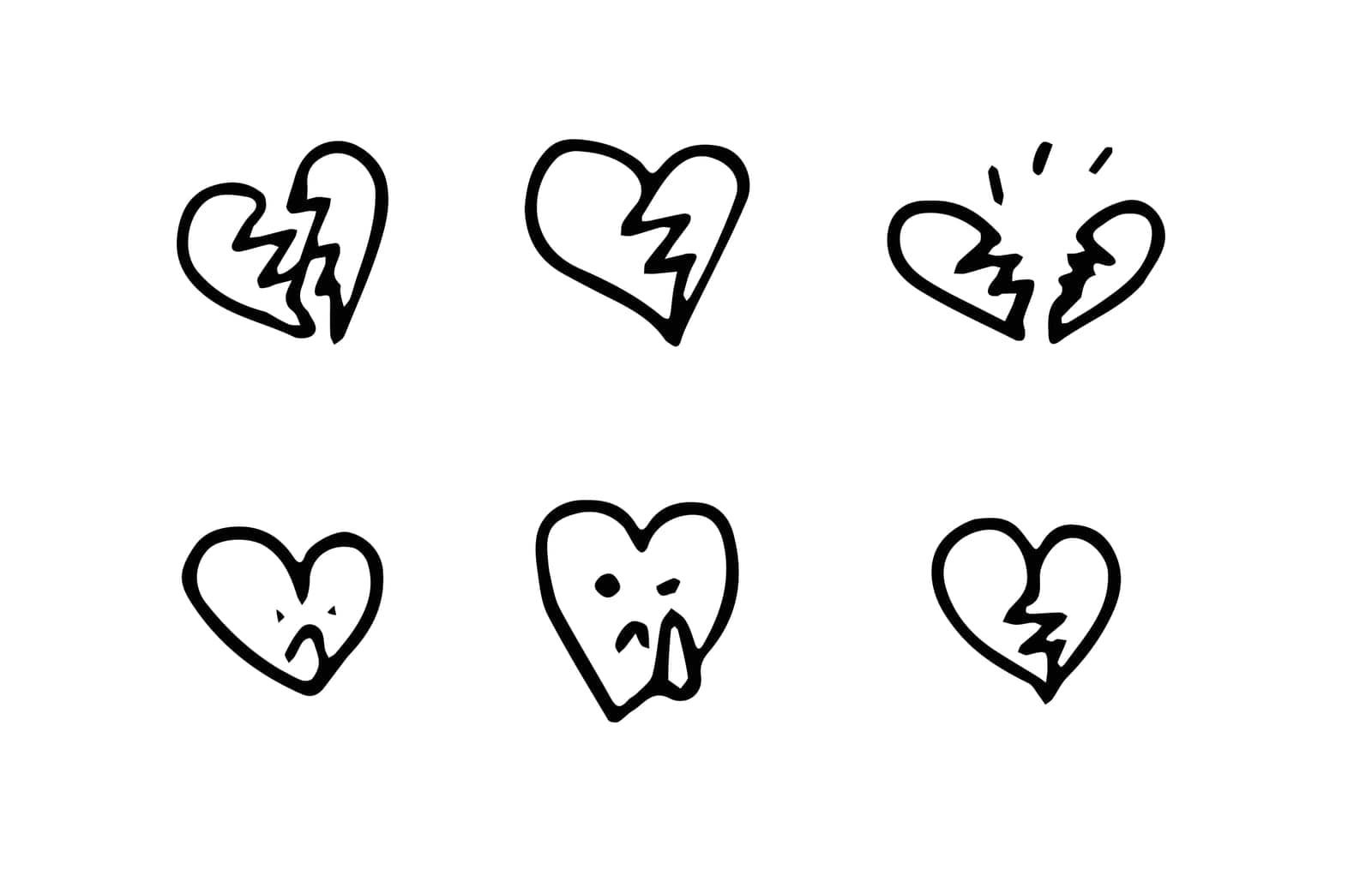 Hand-Drawn Heartbreak Icon Set - Emotional Vector Art Pen Illustration by DesignMarjolein