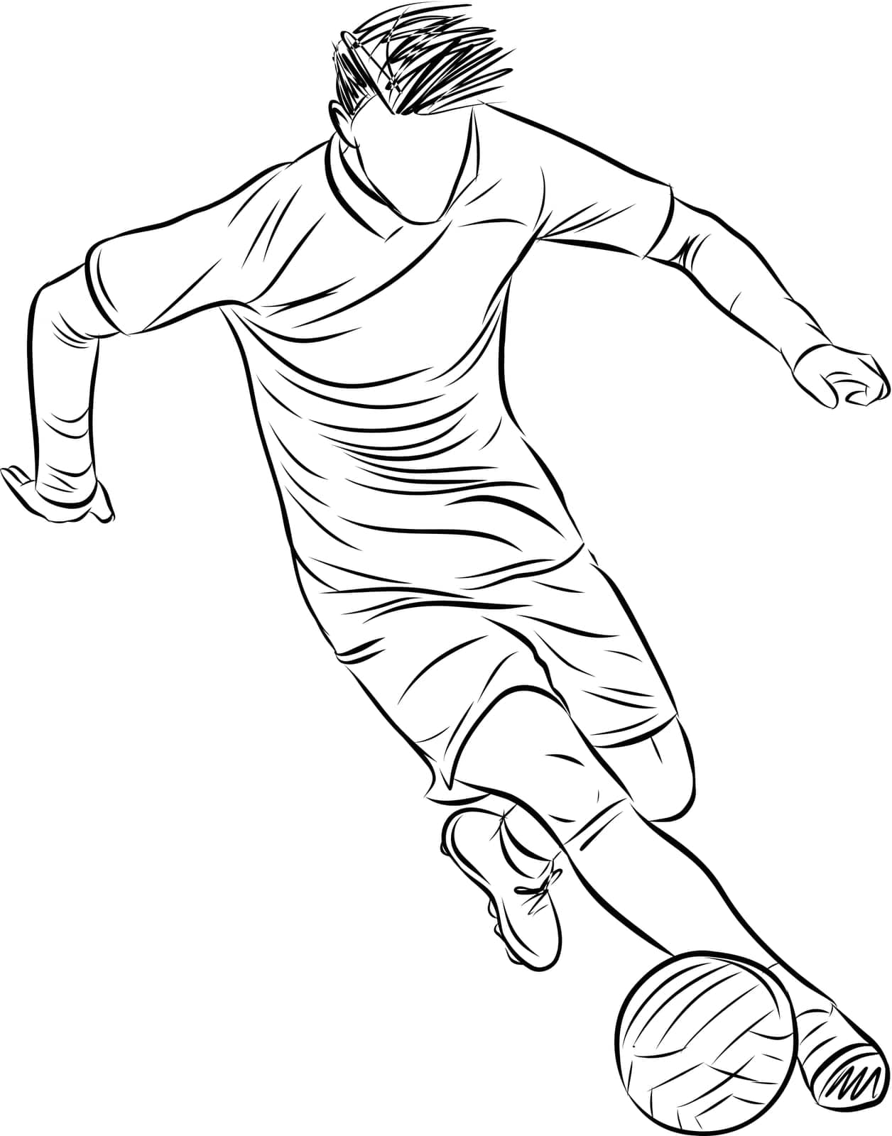 Running soccer, football player. Concept of sport, competition, goals. Sketch Illustration