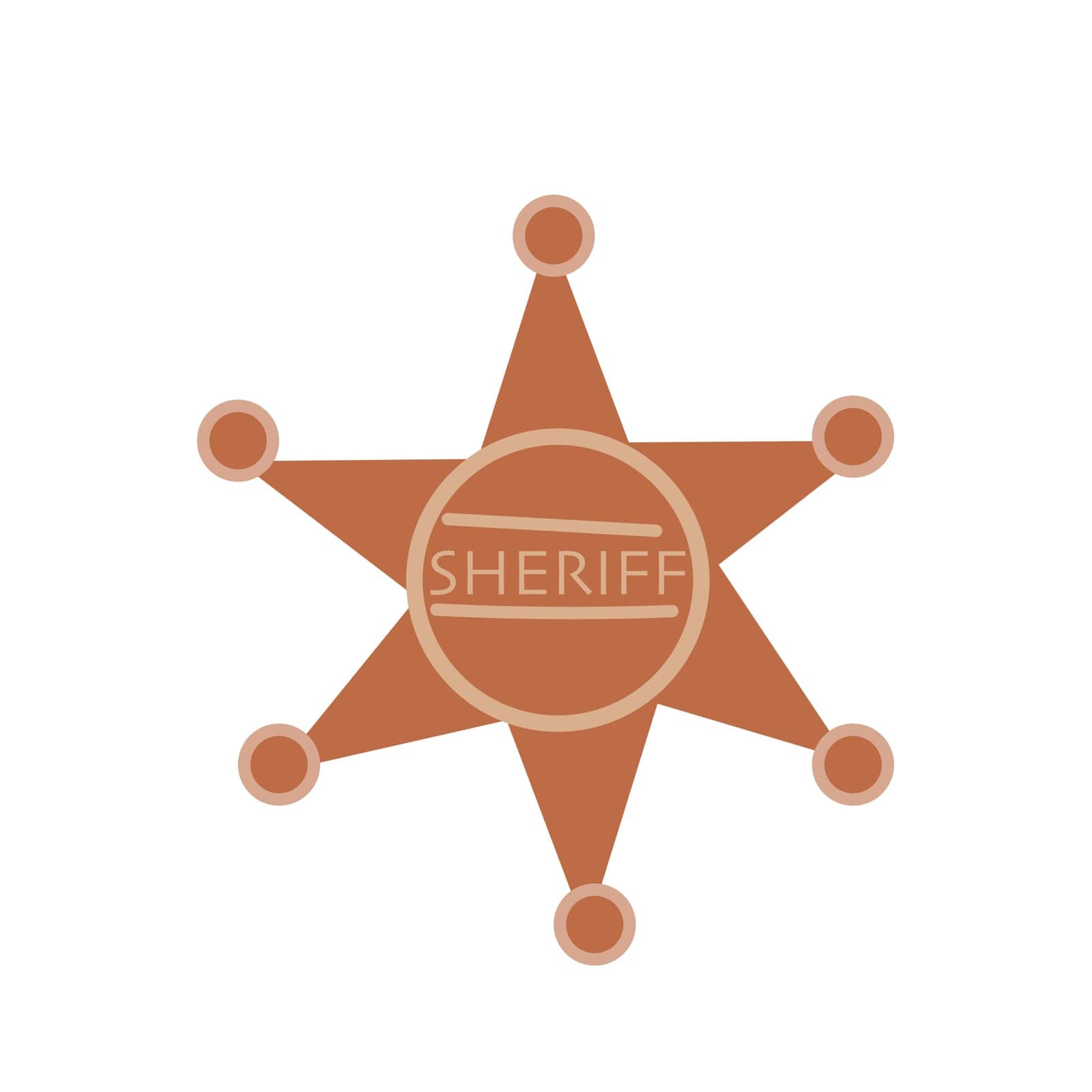 Hand drawn boho element sheriff star isolated. Vector illustration