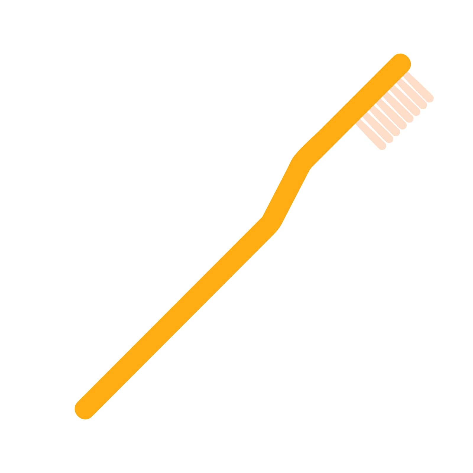 Toothbrush, yellow brush with bristles and handle for cleaning teeth vector illustration