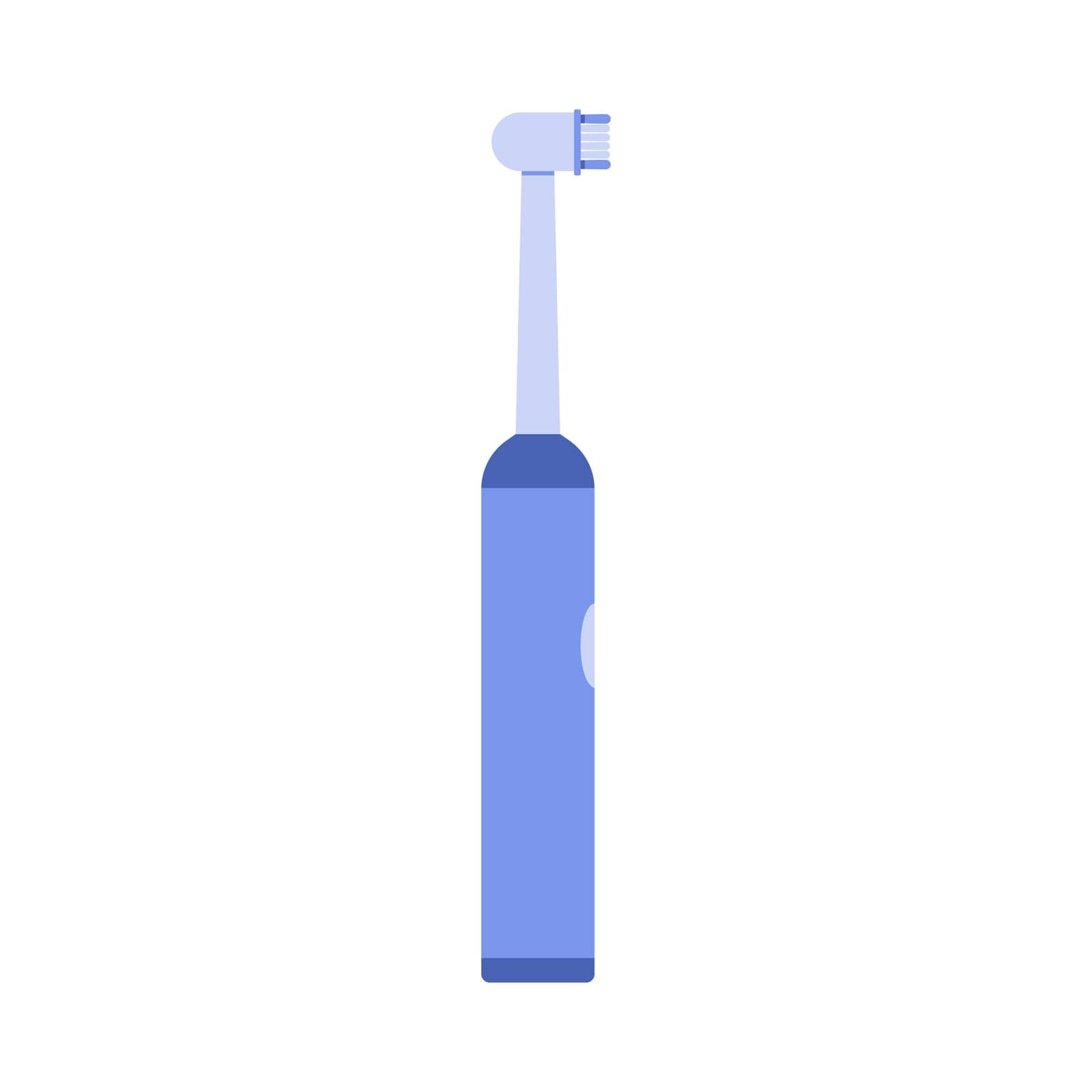 Electric toothbrush with bristle on head, dental equipment to brush teeth vector illustration