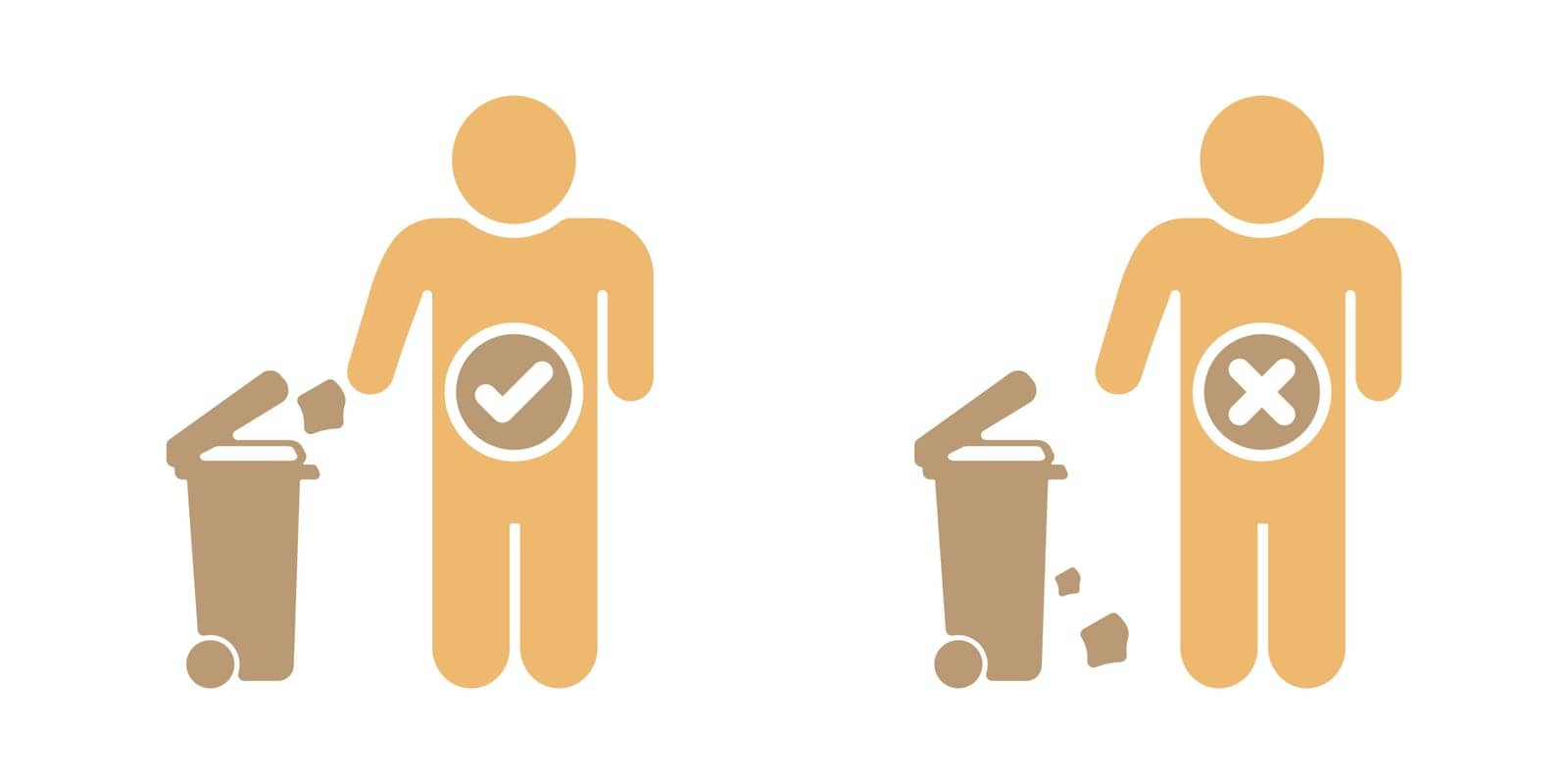 Man throwing garbage vector icon. No environmental pollution. Do not litter vector icon. How to properly dispose of garbage. Cleanliness starts with you. by Moreidea