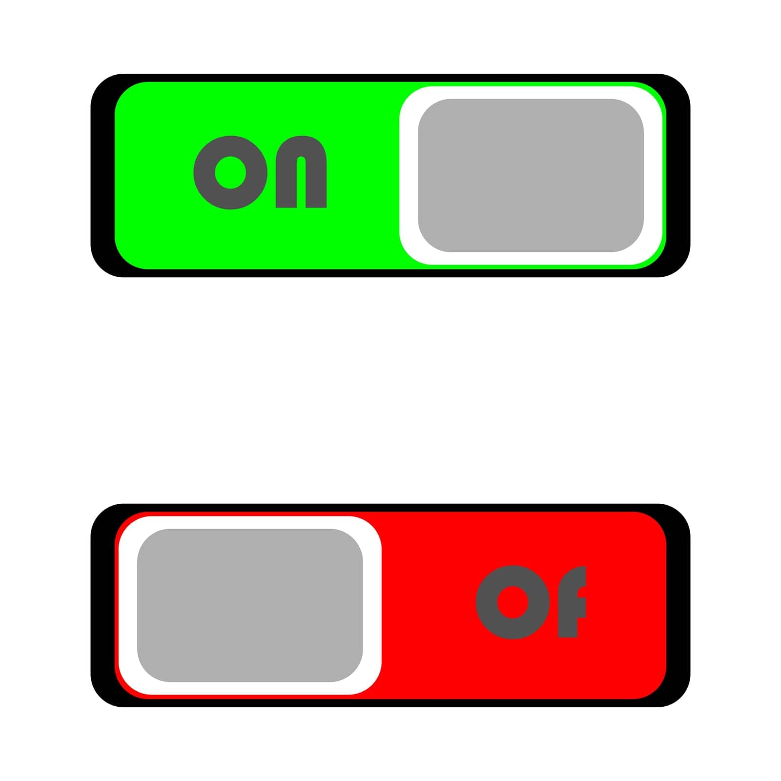 Icons of buttons turn on and off insulated on a white background. Vector icons turn on and off. by Moreidea