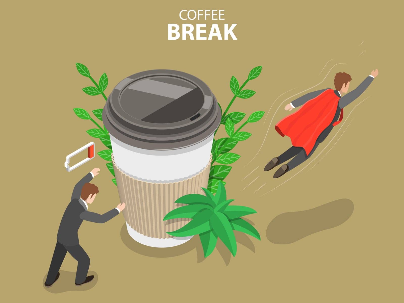 Coffee break flat isometric vector conceptual illustration. by NanuVision