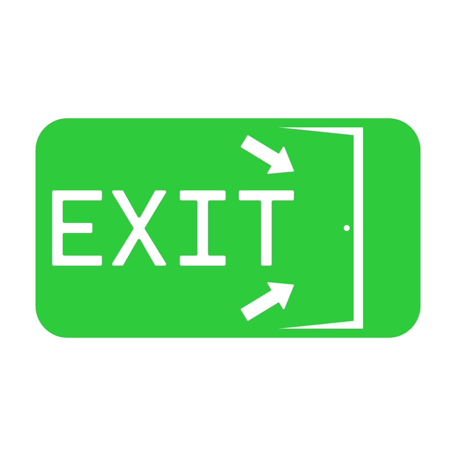 Emergency exit vector icon. Icon of arrows pointing to the exit and the green door. Evacuation exit icon. by Moreidea