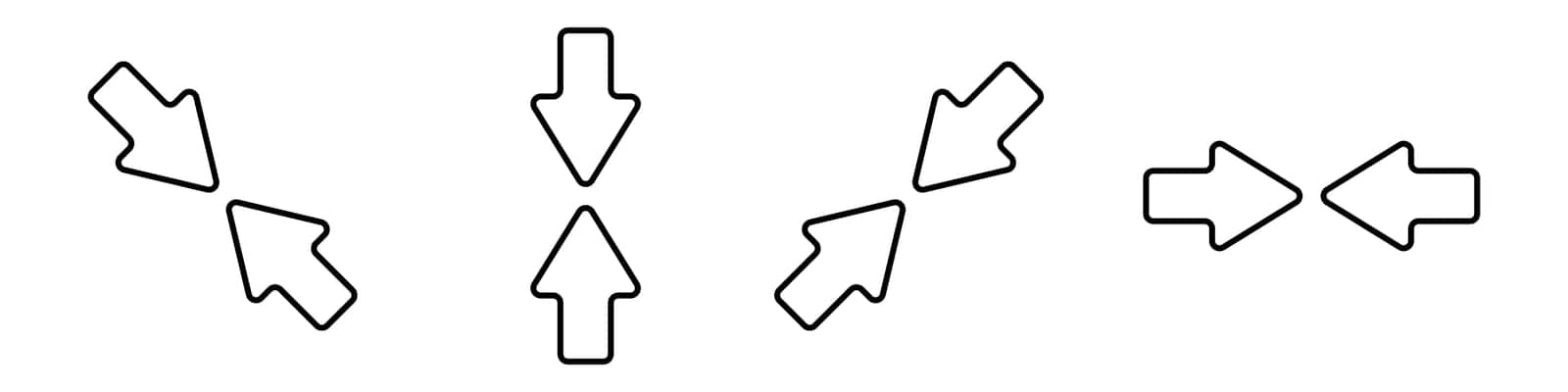 Set of black outline arrows vector. Arrow to arrow vector icon. by Moreidea