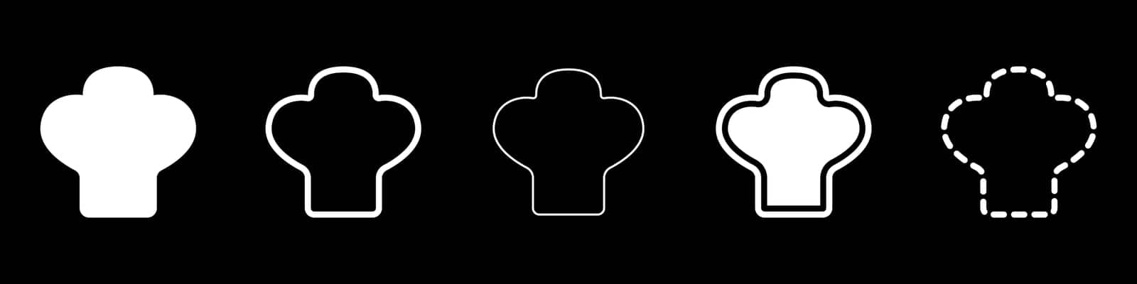 Chef cap vector. Set of chef s caps vector. Kitchen head protection icon vector. by Moreidea